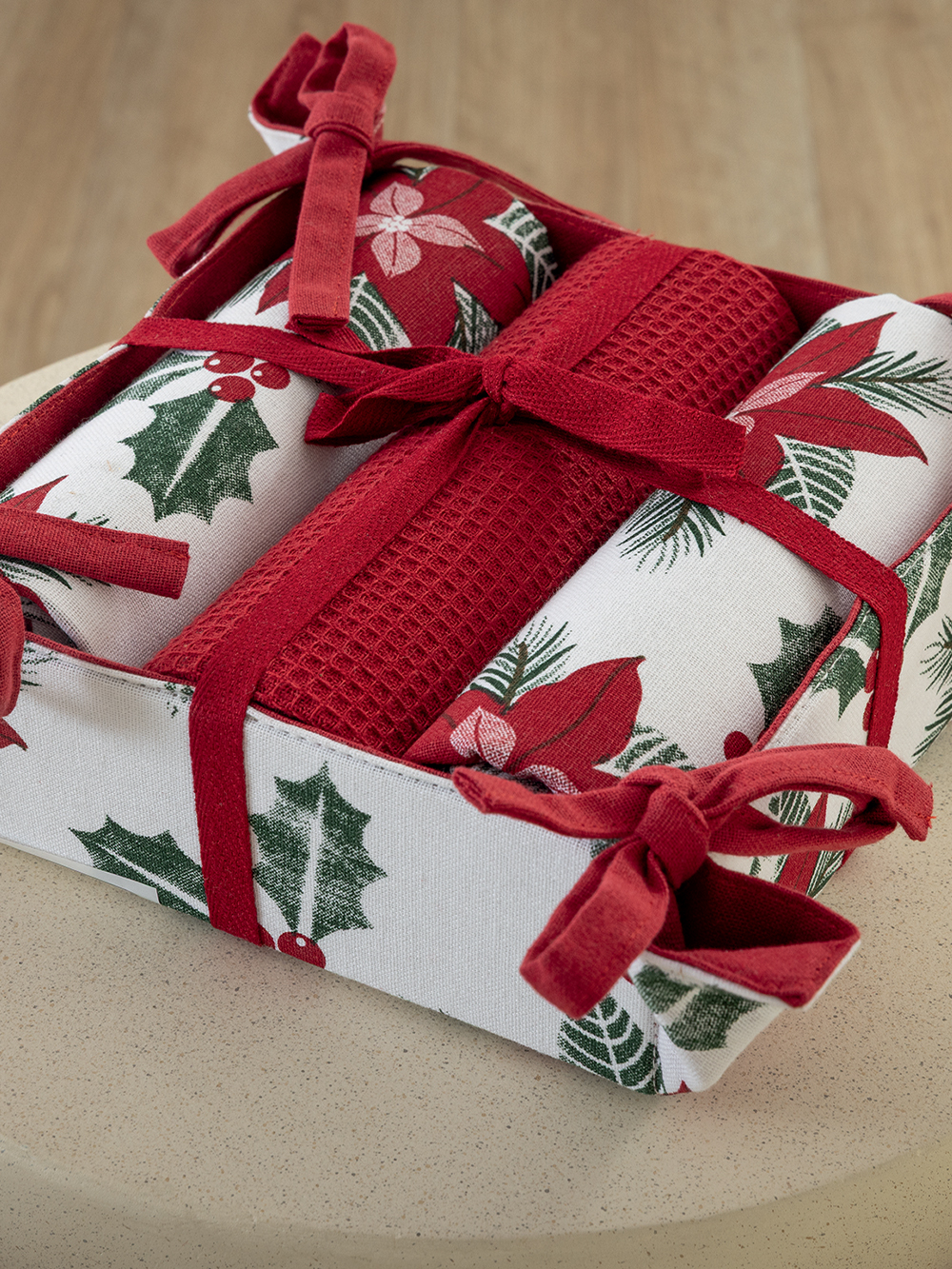 Σετ 3 Πετσέτες Κουζίνας 40x70 με καλάθι Christmas Collection CC101