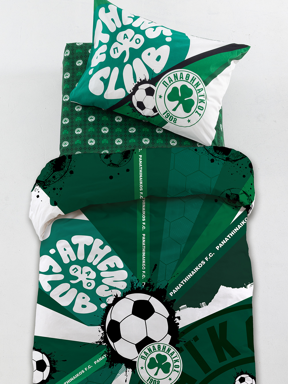 Σετ Μονά Σεντόνια Panathinaikos F.C. 170x260 FC12 Με Λάστιχο