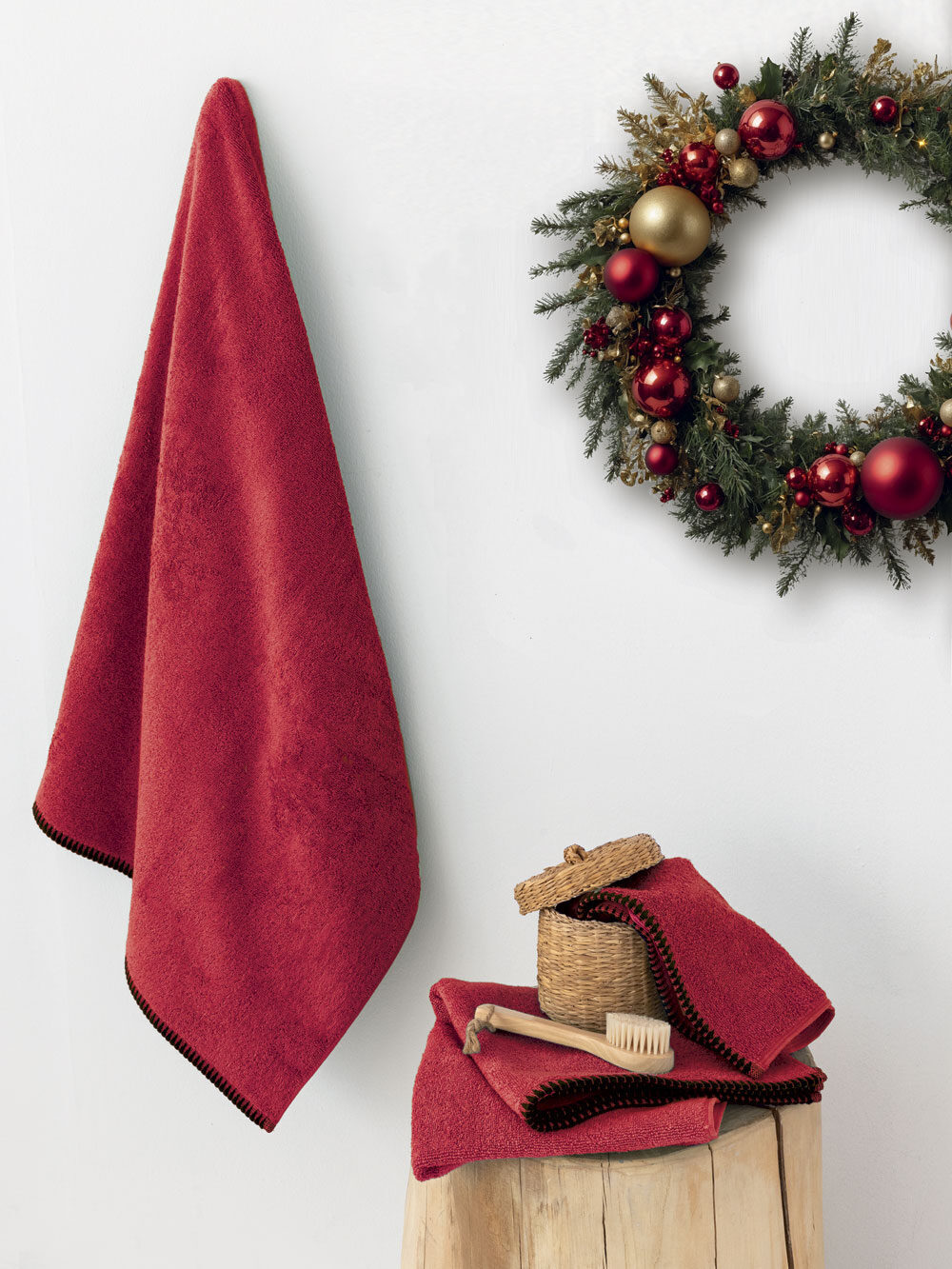 Πετσετες Σετ 3 Τεμαχίων Palamaiki Towels Collection Brooklyn Red