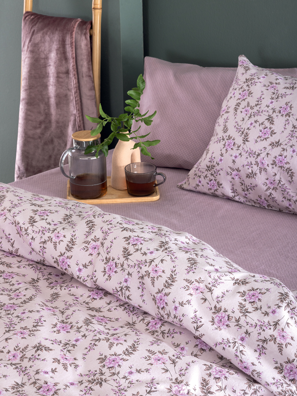 Σετ Σεντόνια Υπέρδιπλα Flannel Beauty 240x265 FB0235 Χωρίς Λάστιχο