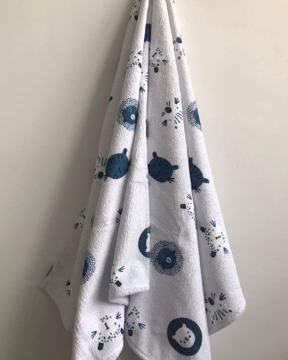 Βαμβακερή Παιδική Πετσέτα Θαλάσσης Wild Animals 70x150cm Θαλάσσης | 70x150cm Γκρι