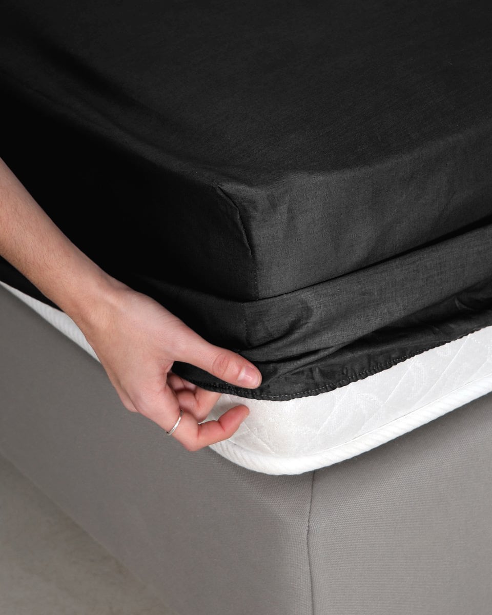 Βαμβακερό Σεντόνι με Λάστιχο Daker Μονή (100x200+32cm) Μαύρο