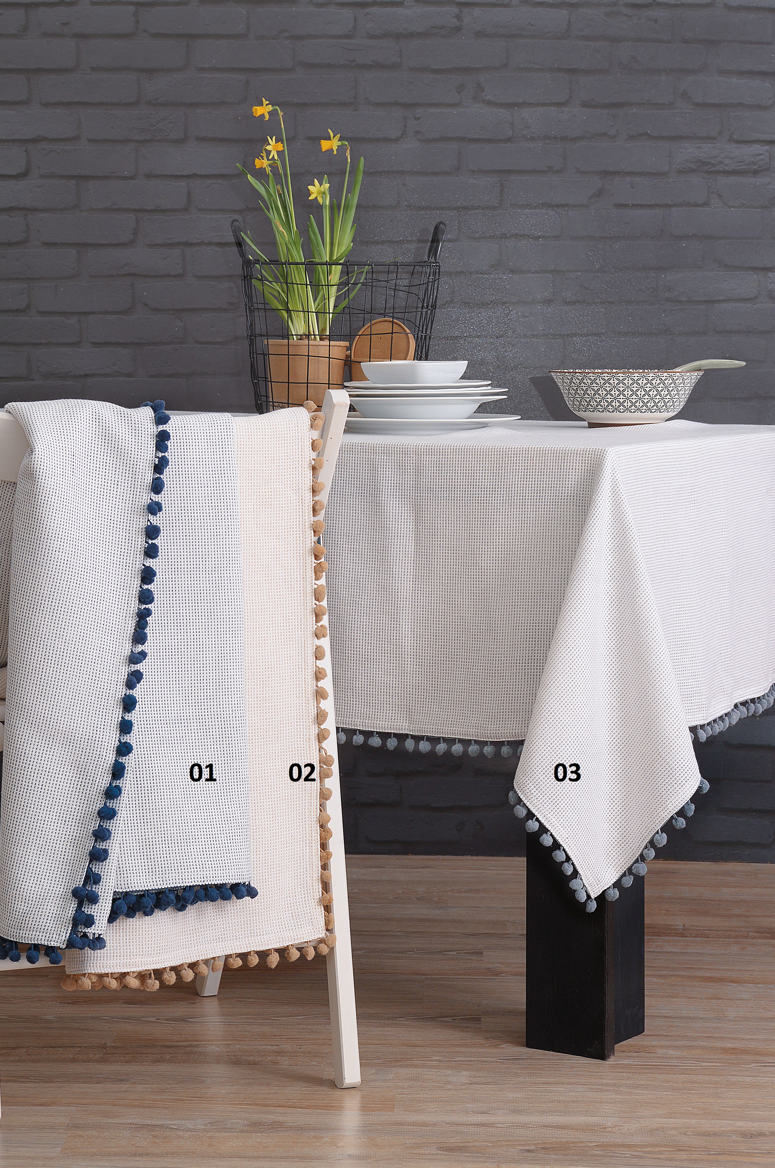 ΡΟΜ ΡΟΜ - ΤΡΑΠΕΖΟΜΑΝΤΗΛΟ ΜΠΛΕ 140X140 ΜΠΛΕ