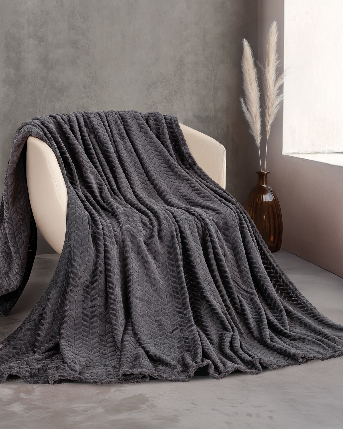 HARMONIE - ΚΟΥΒΕΡΤΑ JACQUARD FLANNEL ΦΟΥΞΙΑ ΦΟΥΞΙΑ