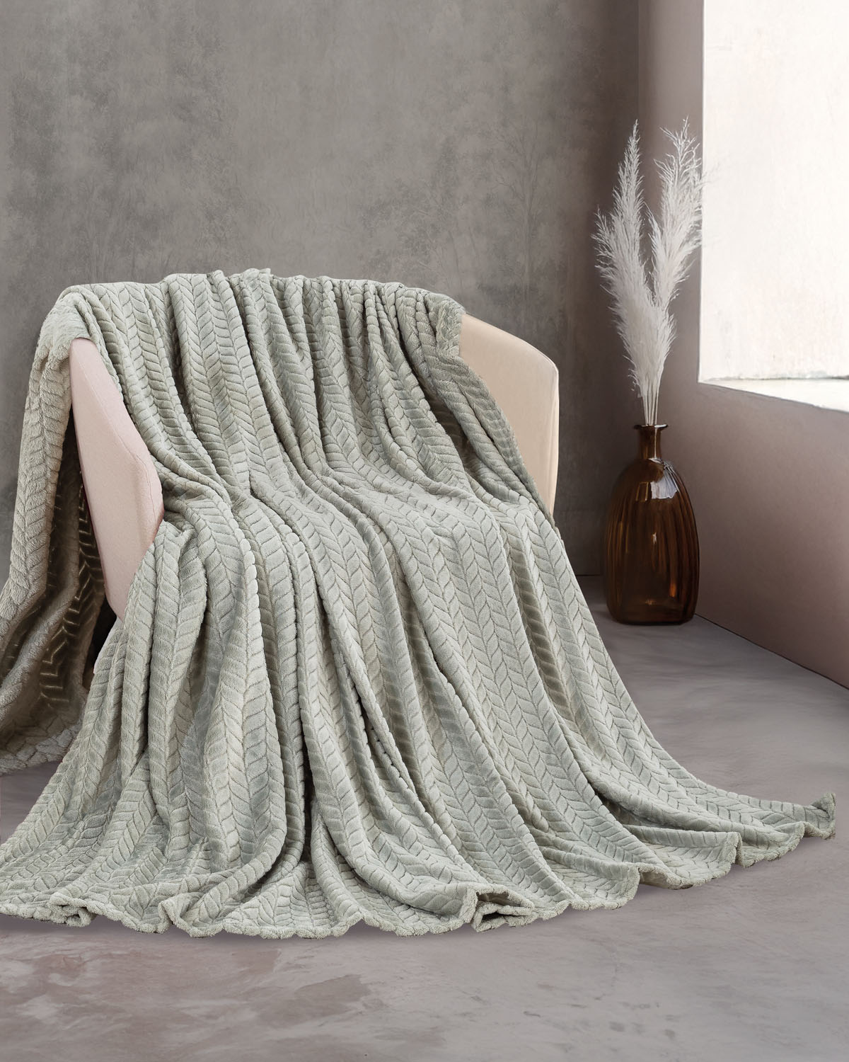 HARMONIE - ΚΟΥΒΕΡΤΑ JACQUARD FLANNEL ΤΙΡΚΟΥΑΖ ΤΙΡΚΟΥΑΖ