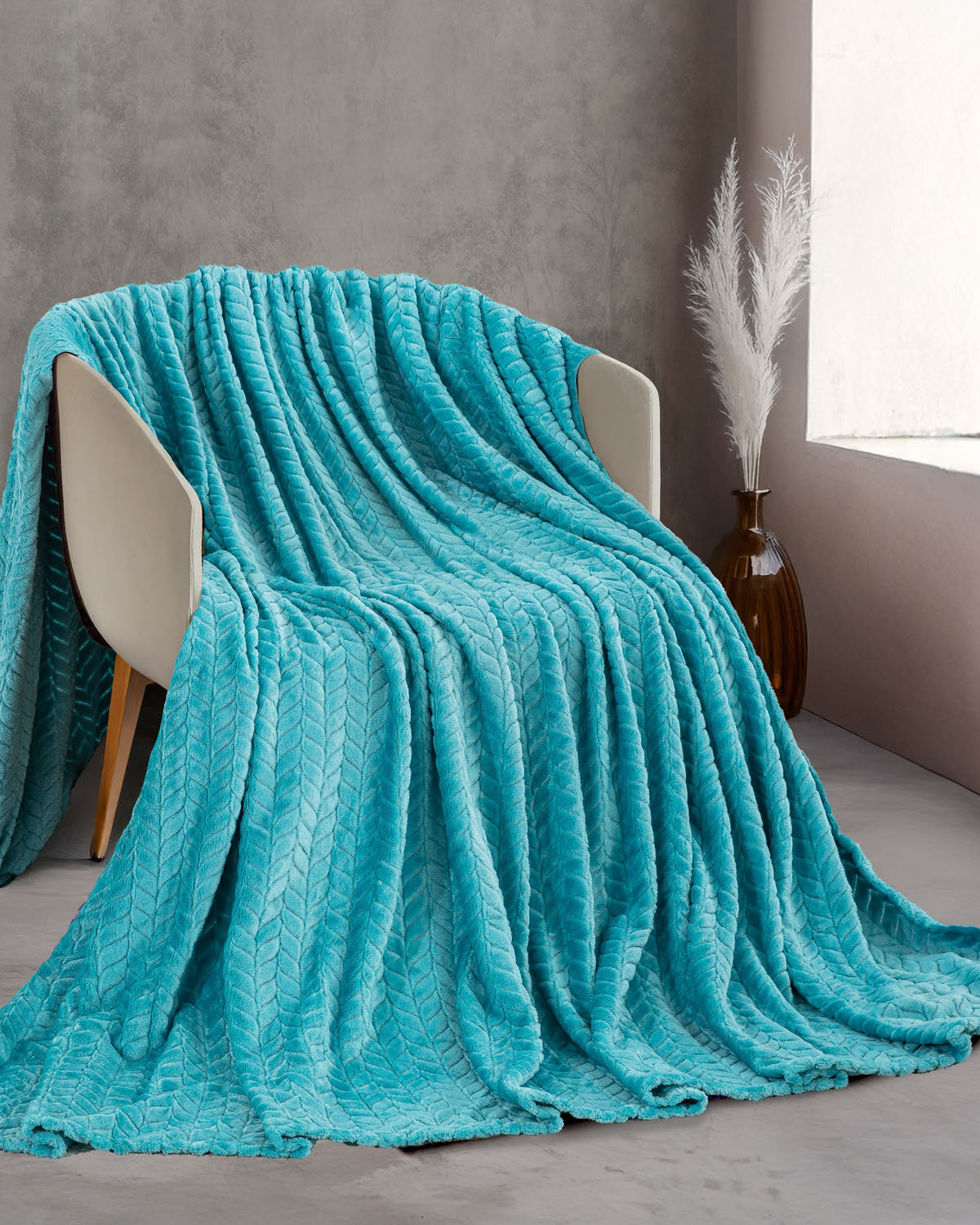 HARMONIE - ΚΟΥΒΕΡΤΑ JACQUARD FLANNEL ΤΙΡΚΟΥΑΖ ΤΙΡΚΟΥΑΖ