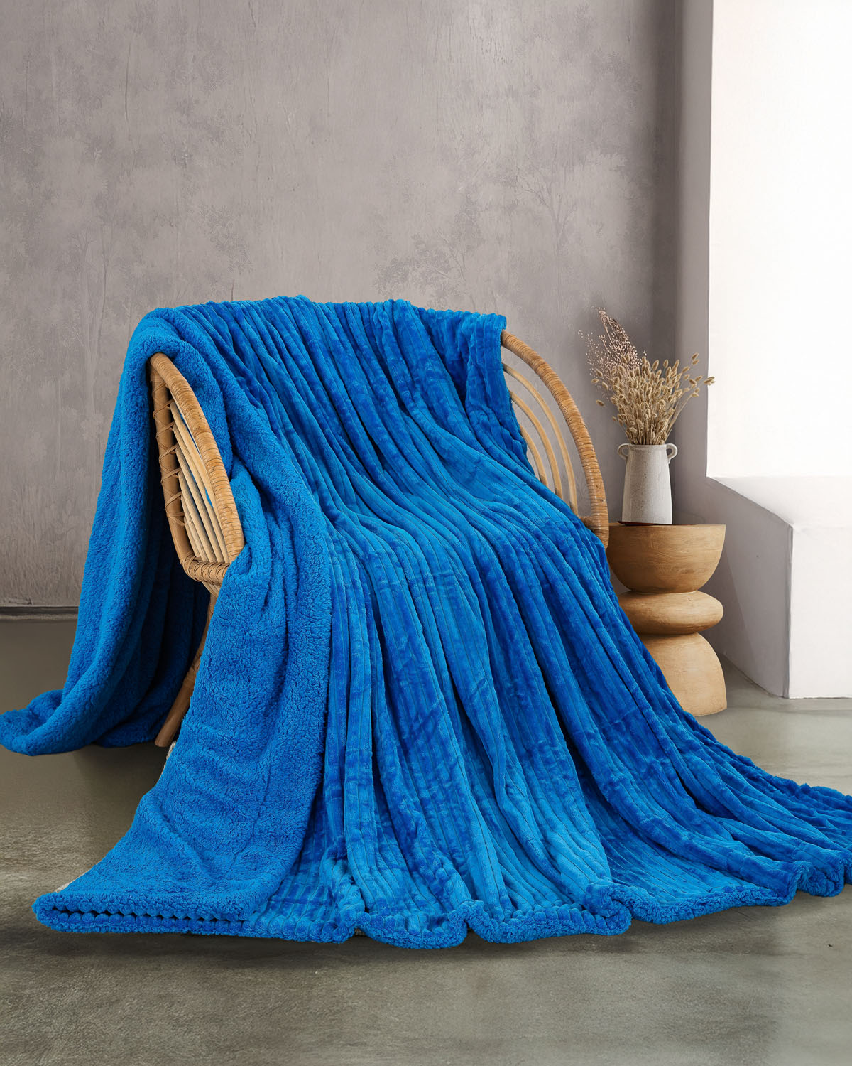 JOLLEIN - ΚΟΥΒΕΡΤΑ JACQUARD FLANNEL ΜΕ SHERPA ΡΟΖ ΡΟΖ