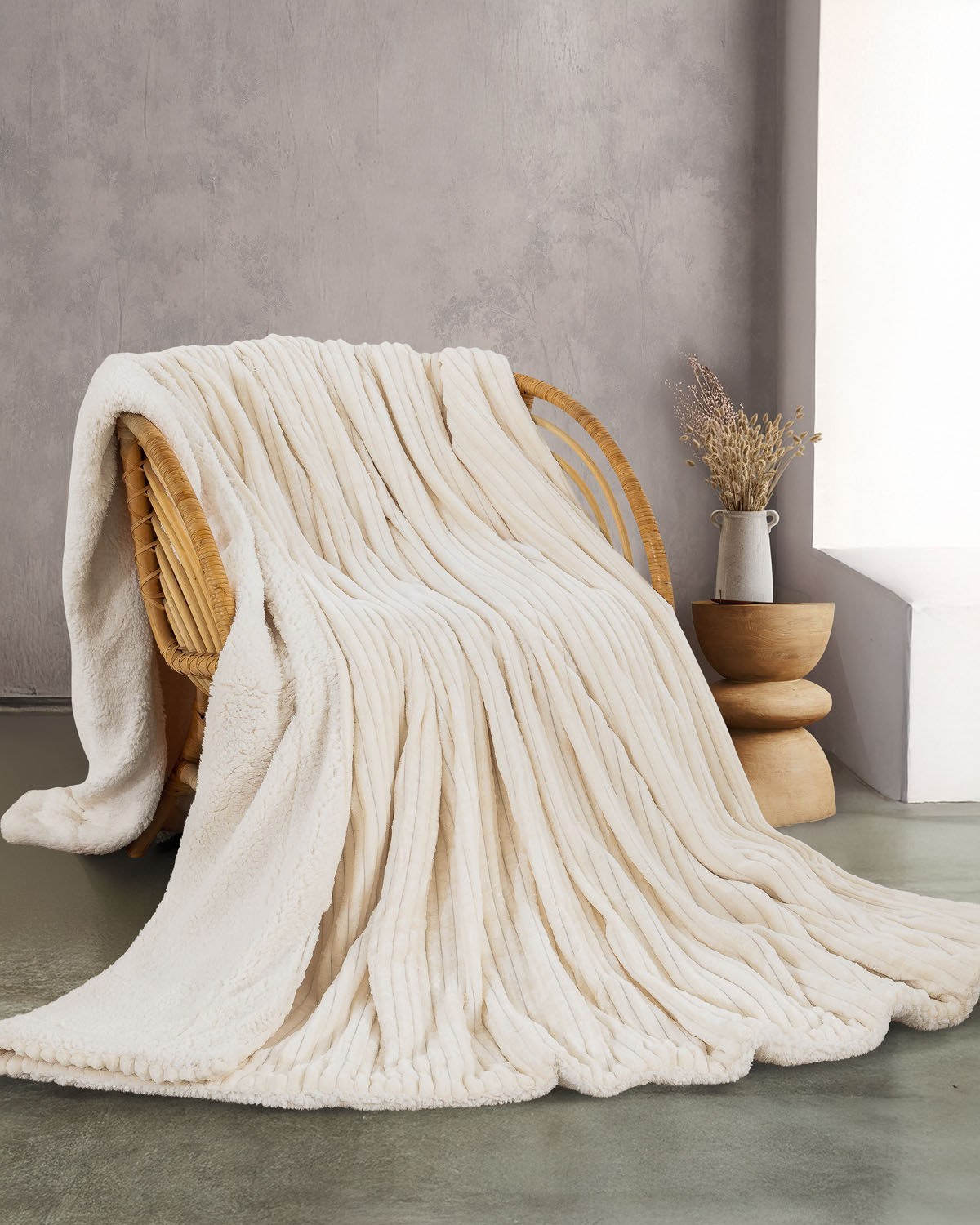 JOLLEIN - ΚΟΥΒΕΡΤΑ JACQUARD FLANNEL ΜΕ SHERPA ΤΙΡΚΟΥΑΖ ΤΙΡΚΟΥΑΖ