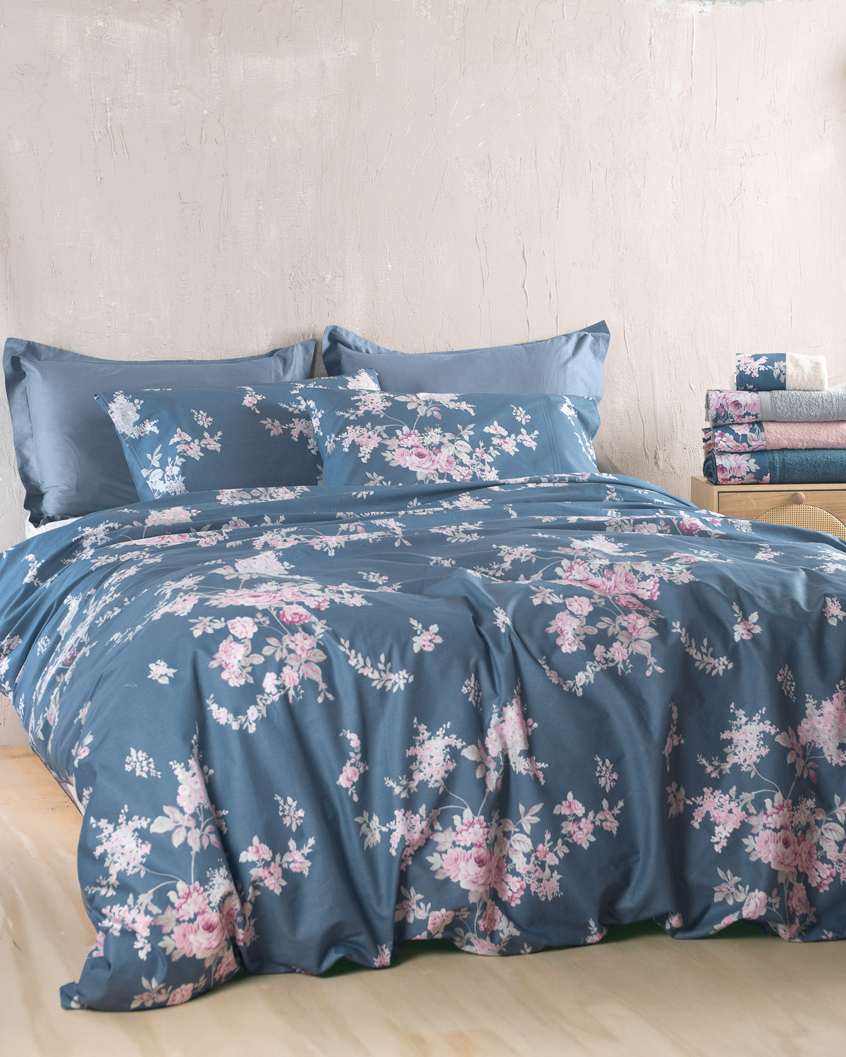 SPRINGTIME ΜΠΛΕ ΣΚΟΥΡΟ - ΣΕΤ ΣΕΝΤΟΝΙΑ NOVA KING SIZE (270Χ290)