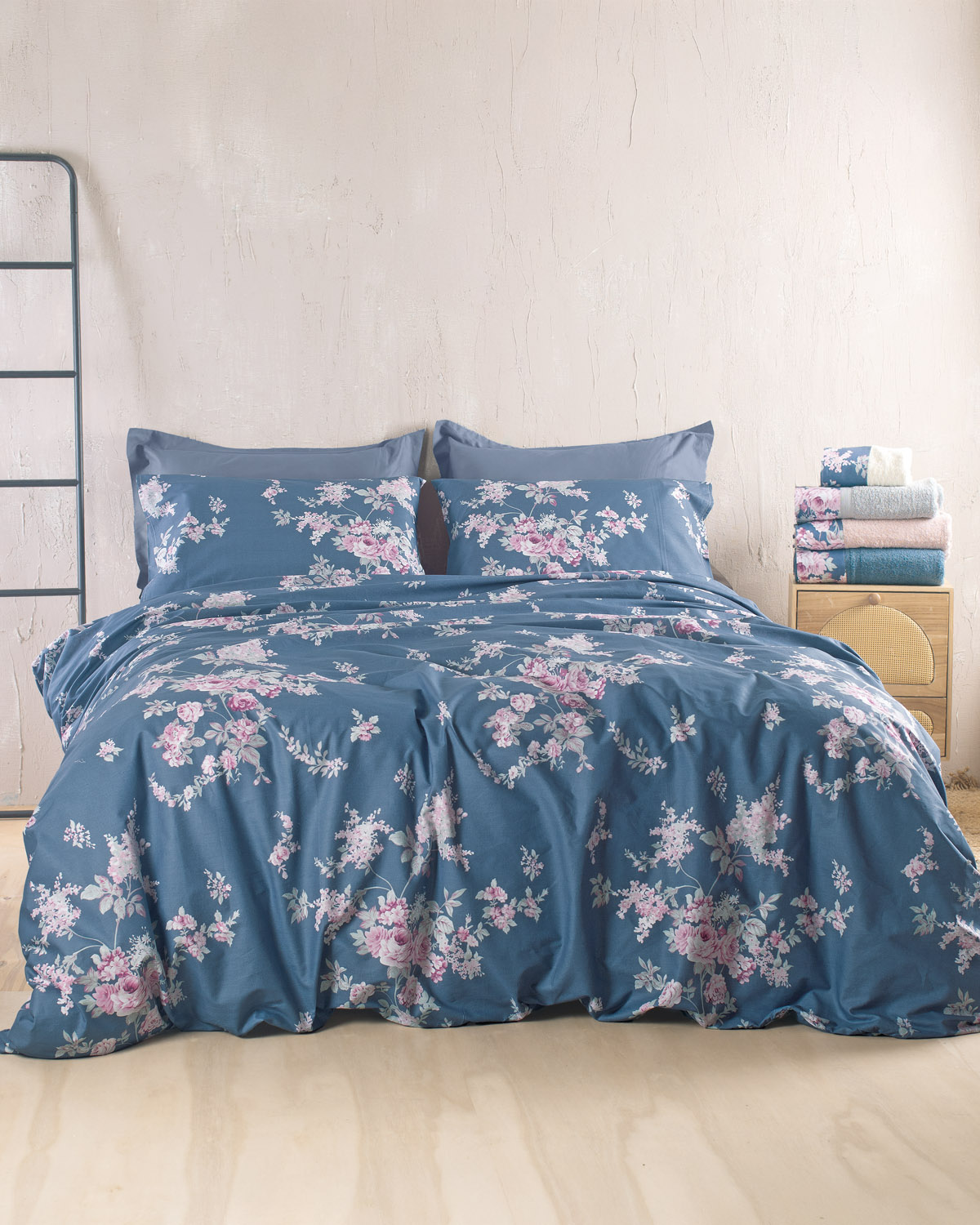 SPRINGTIME ΜΠΛΕ ΣΚΟΥΡΟ - ΣΕΤ ΣΕΝΤΟΝΙΑ NOVA KING SIZE (270Χ290)