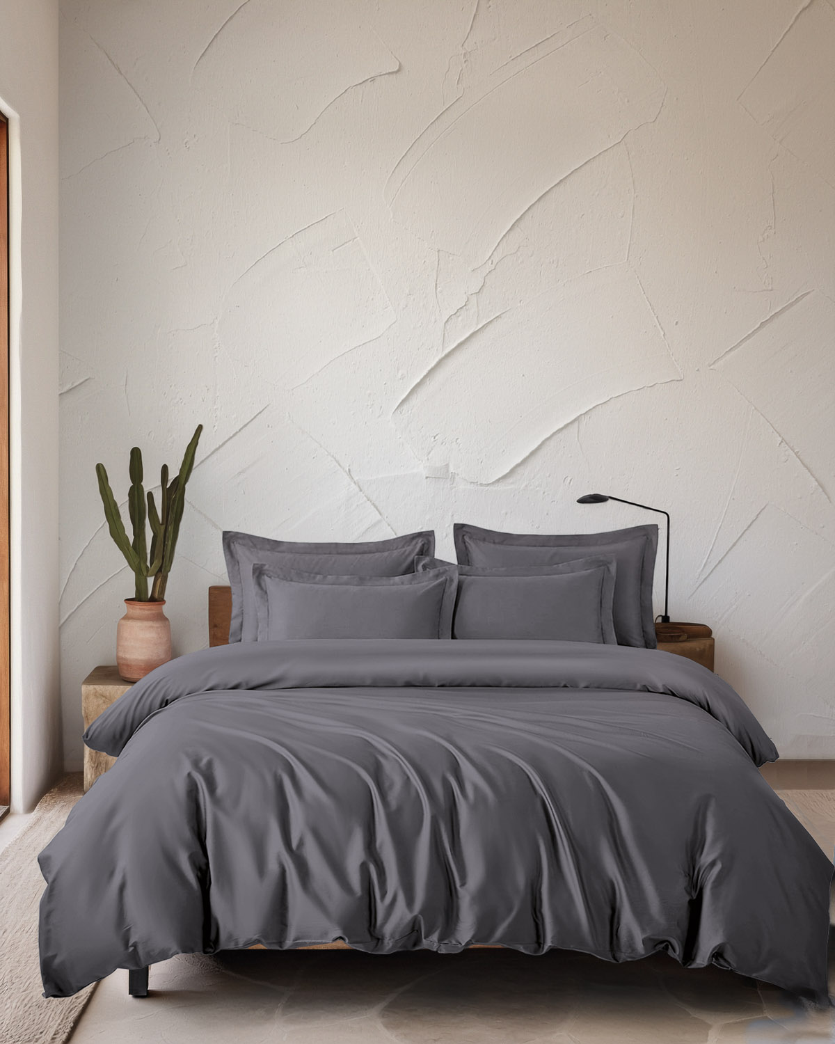 GLACIER - ΣΕΤ ΚΟΥΒΕΡΛΙ TENCEL LYOCELL ΓΚΡΙ ΚΑΦΕ ΓΚΡΙ ΚΑΦΕ