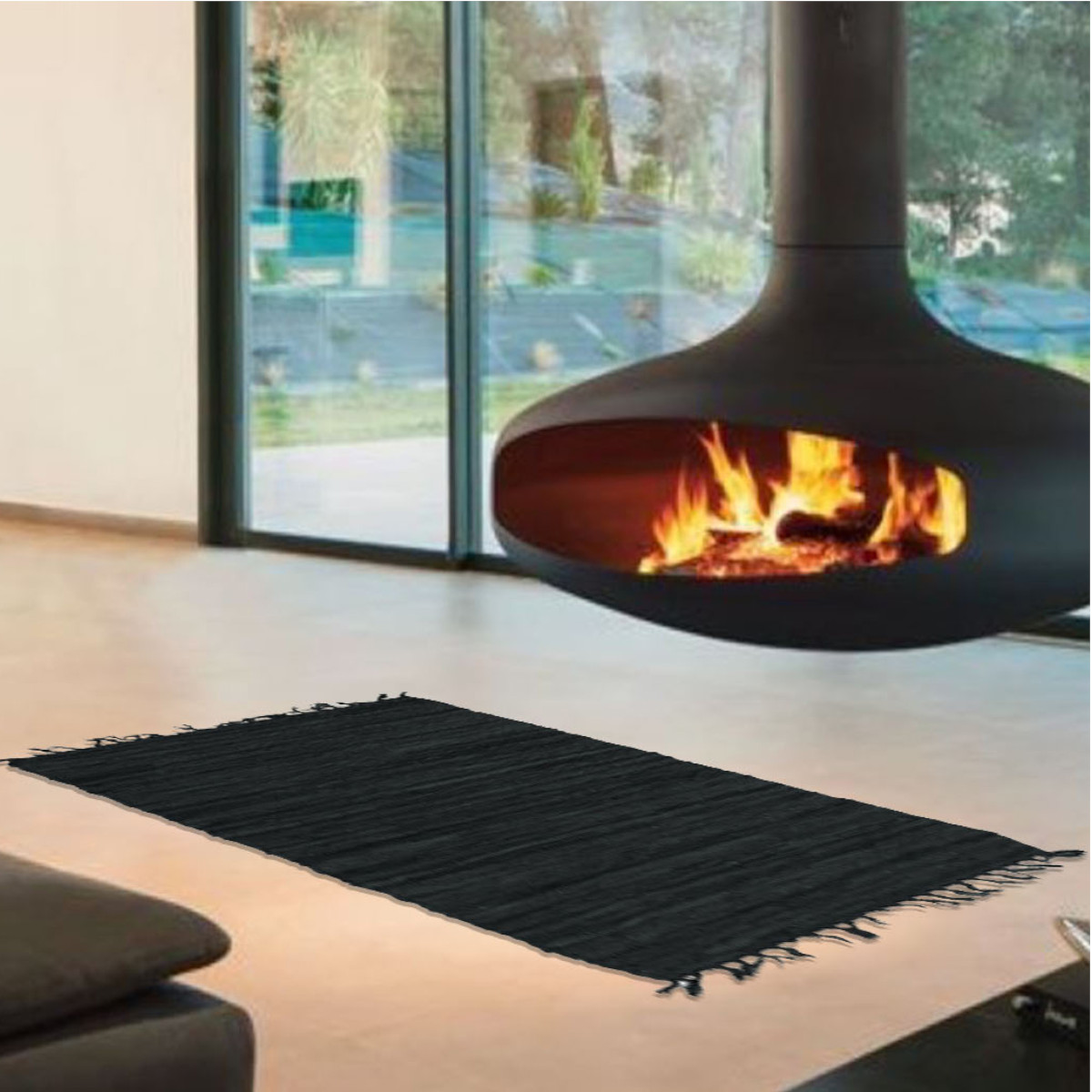 Δερμάτινο χαλάκι LEAΤΗΕR FLΑΤ BLACK 70X140
