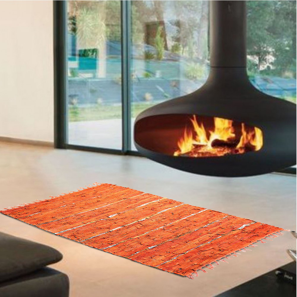Δερμάτινο χαλάκι LEAΤΗΕR FLΑΤ ORANGE 60Χ90