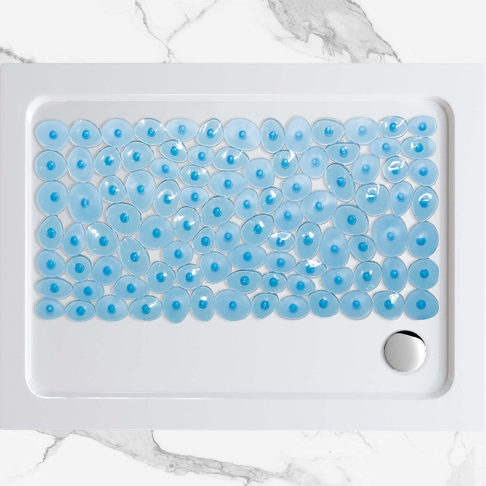 ΗΜΙΔΙΑΦΑΝΕΣ ΠΑΤΑΚΙ ΜΠΑΝΙΟΥ WetPebbles ΜΠΛΕ ΑΝΤΙΟΛΙΣΘΗΤΙΚΟ 40x70cm