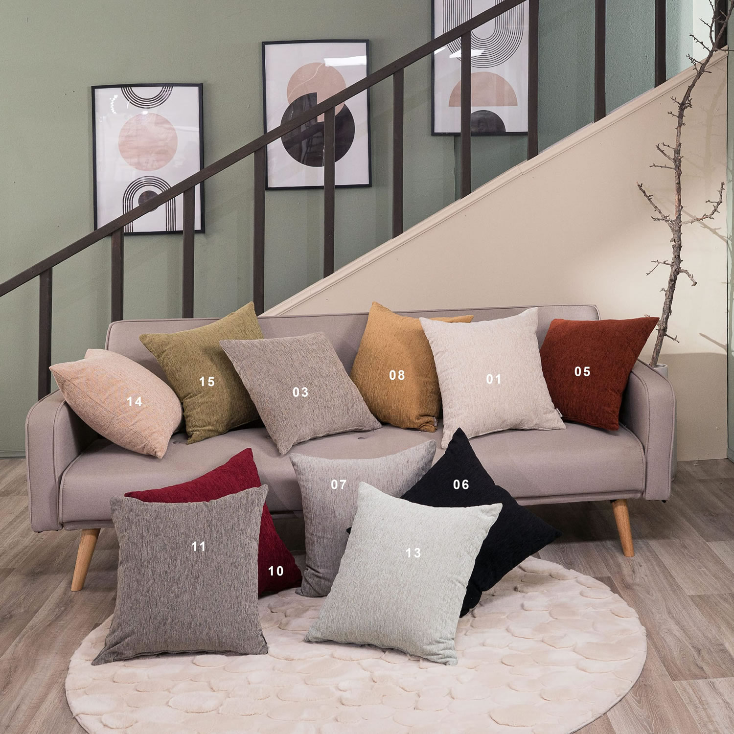 Μαξιλαροθήκη Basic 06 - 65x65cm δαπέδου με γέμιση