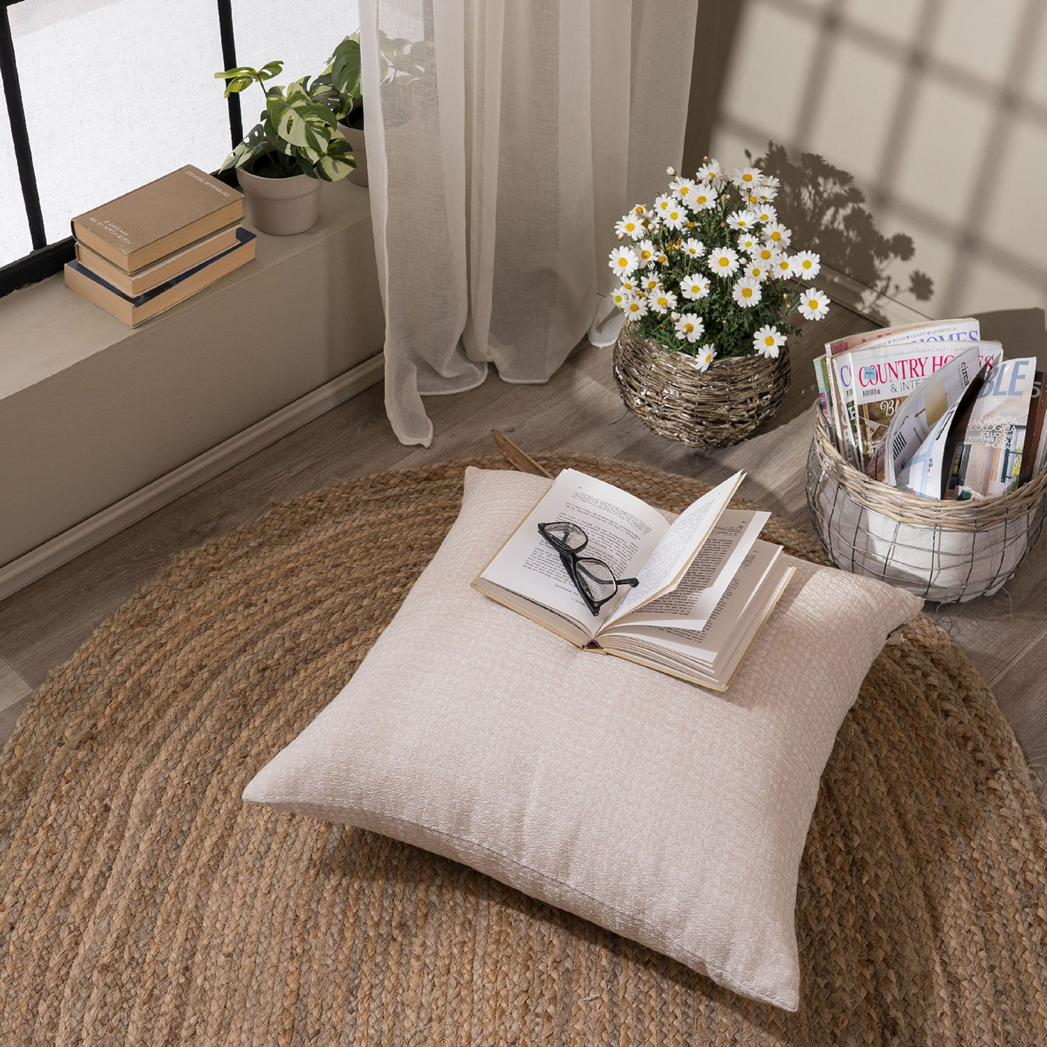 Μαξιλαροθήκη Belluno 01 - 65x65cm δαπέδου με γέμιση