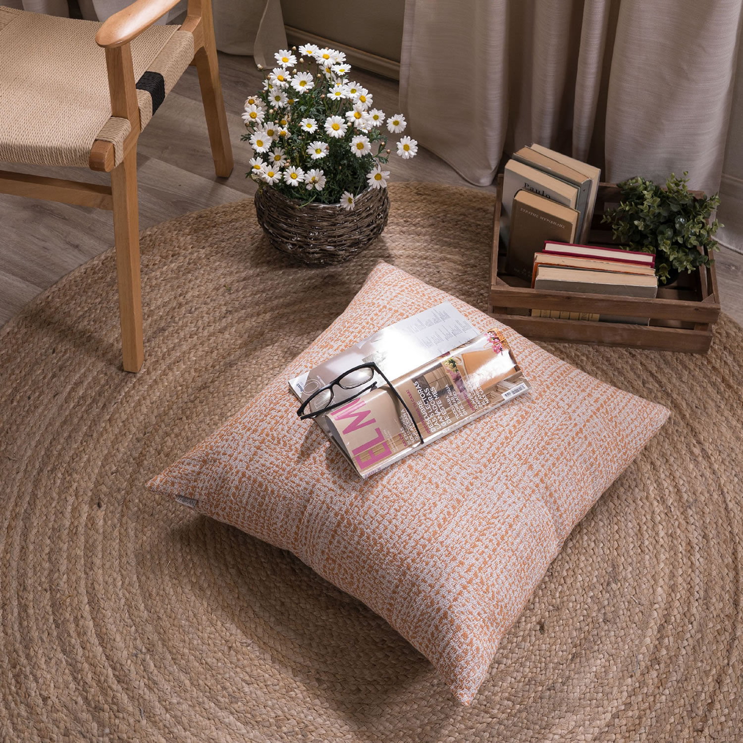 Μαξιλαροθήκη Belluno 15 - 65x65cm δαπέδου με γέμιση