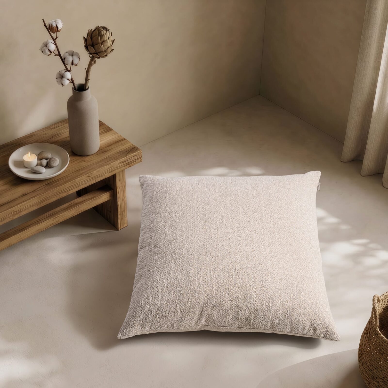 Μαξιλαροθήκη  Dayton 01 Ivory - 65x65cm δαπέδου με γέμιση