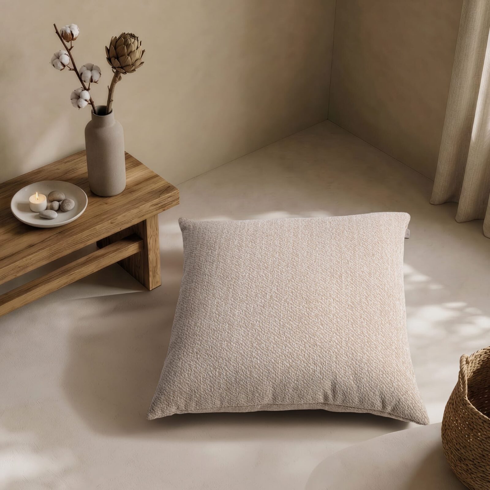 Μαξιλαροθήκη  Dayton 02 Beige - 65x65cm δαπέδου με γέμιση