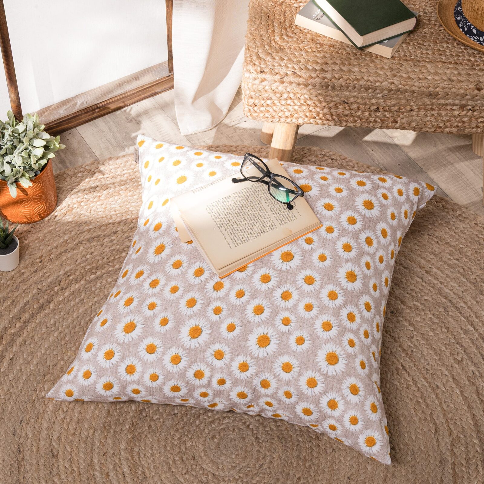 Μαξιλαροθήκη Floreta 01 - 65x65cm δαπέδου με γέμιση