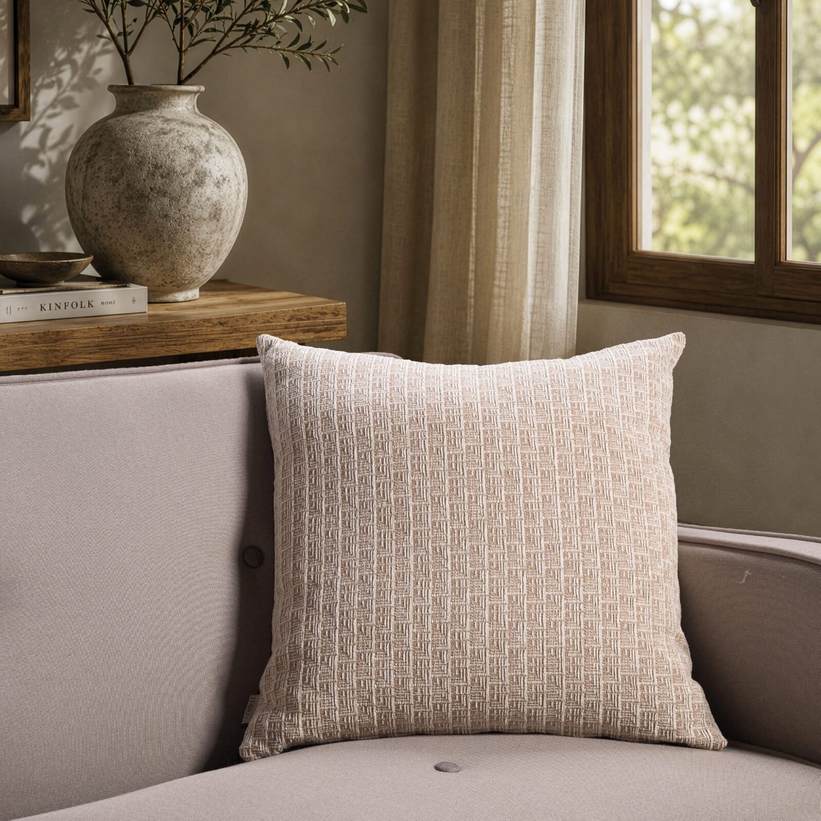 Μαξιλαροθήκη  Joliet 02 Sand - 65x65cm δαπέδου με γέμιση