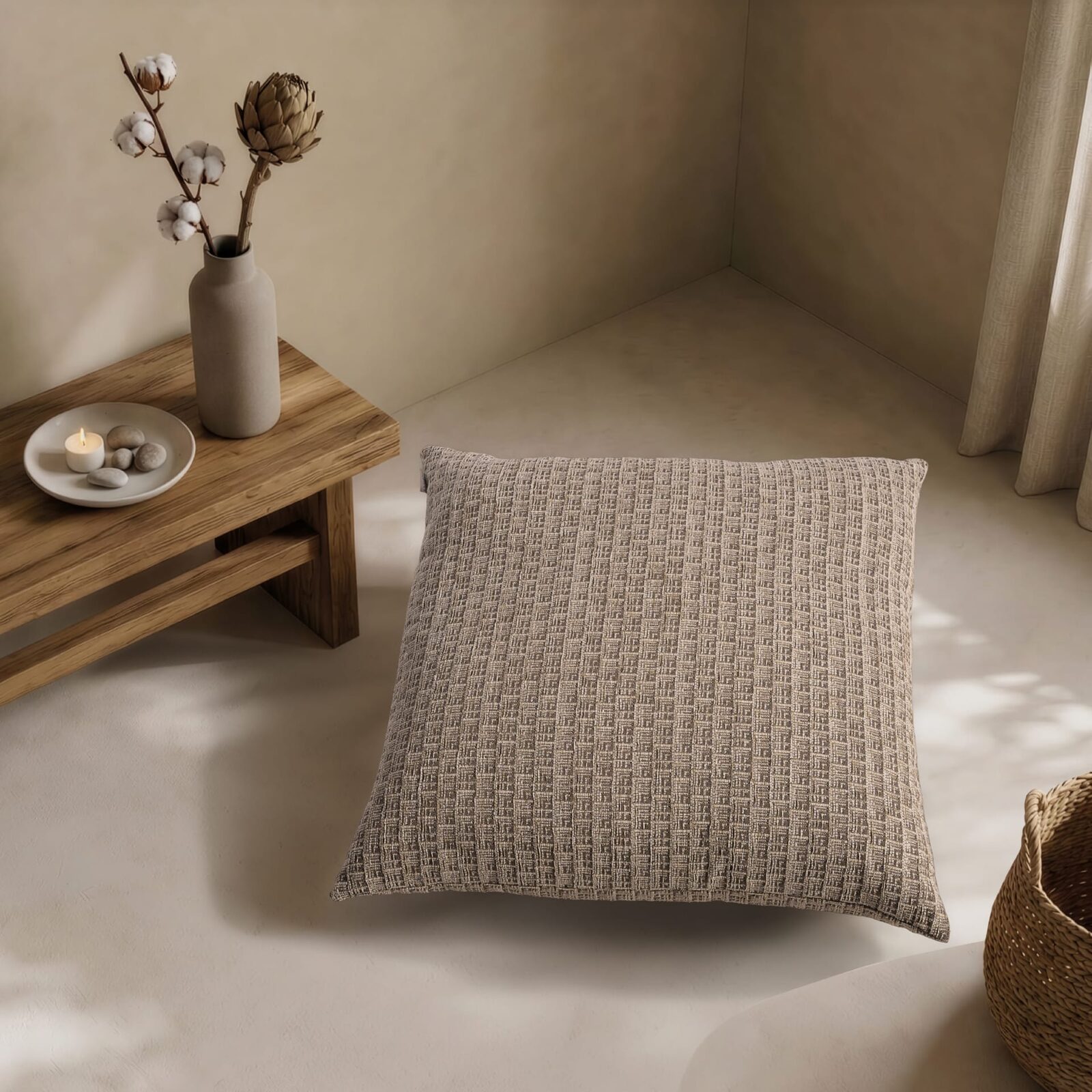 Μαξιλαροθήκη   Joliet 08 khaki - 65x65cm δαπέδου με γέμιση