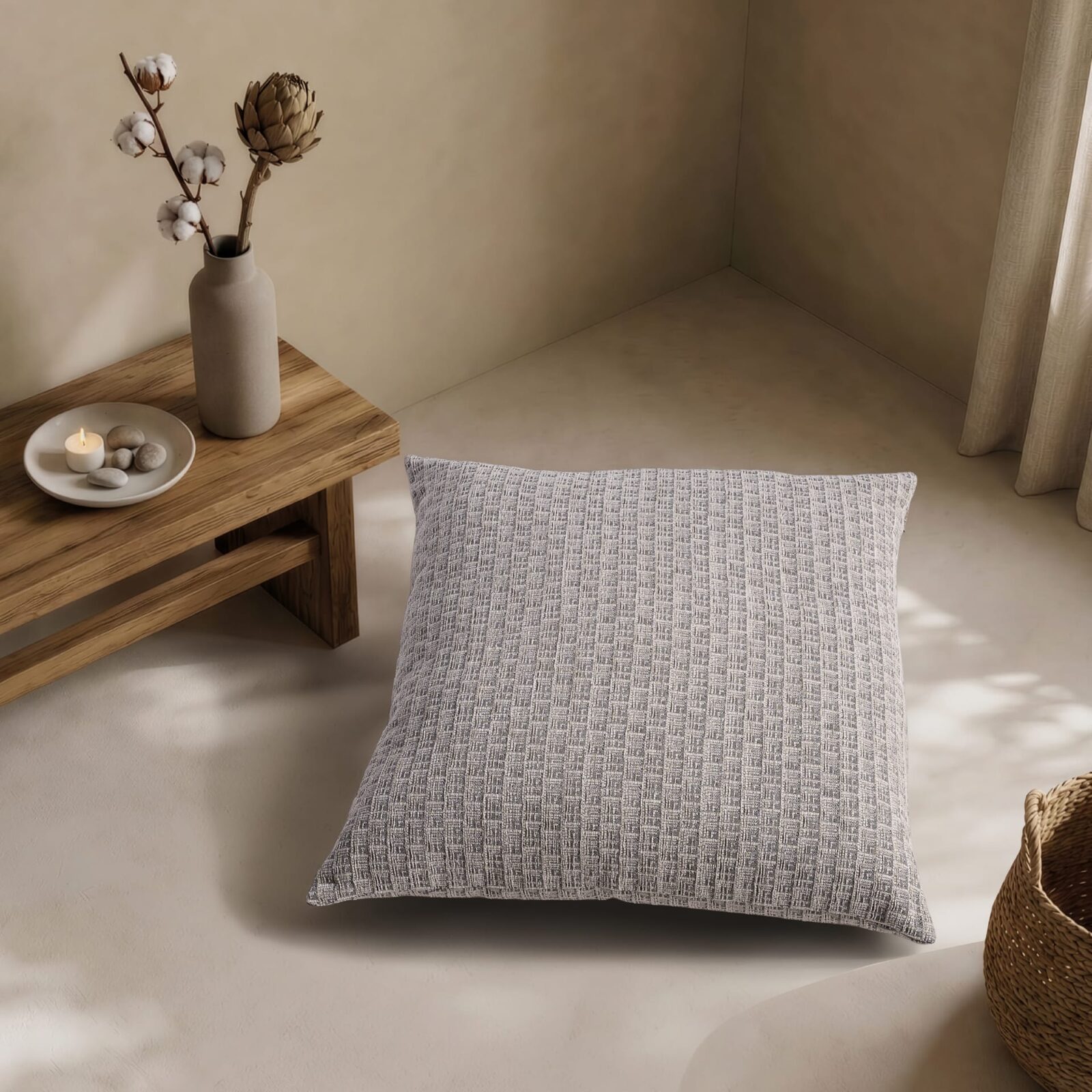 Μαξιλαροθήκη  Joliet 11 Silver Grey - 65x65cm δαπέδου με γέμιση