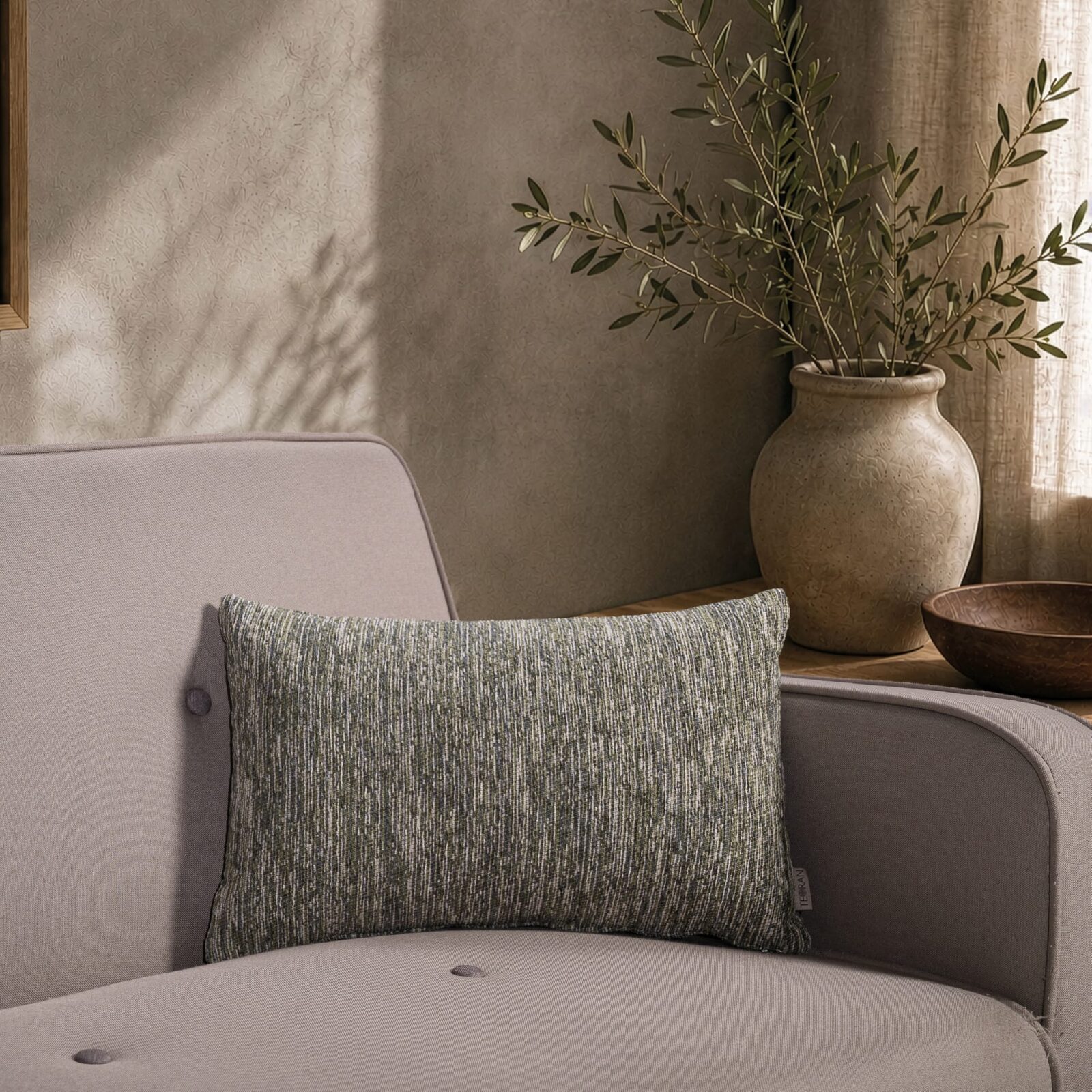Μαξιλαροθήκη Kent 15 Olive Sage - 30x50cm με γέμιση