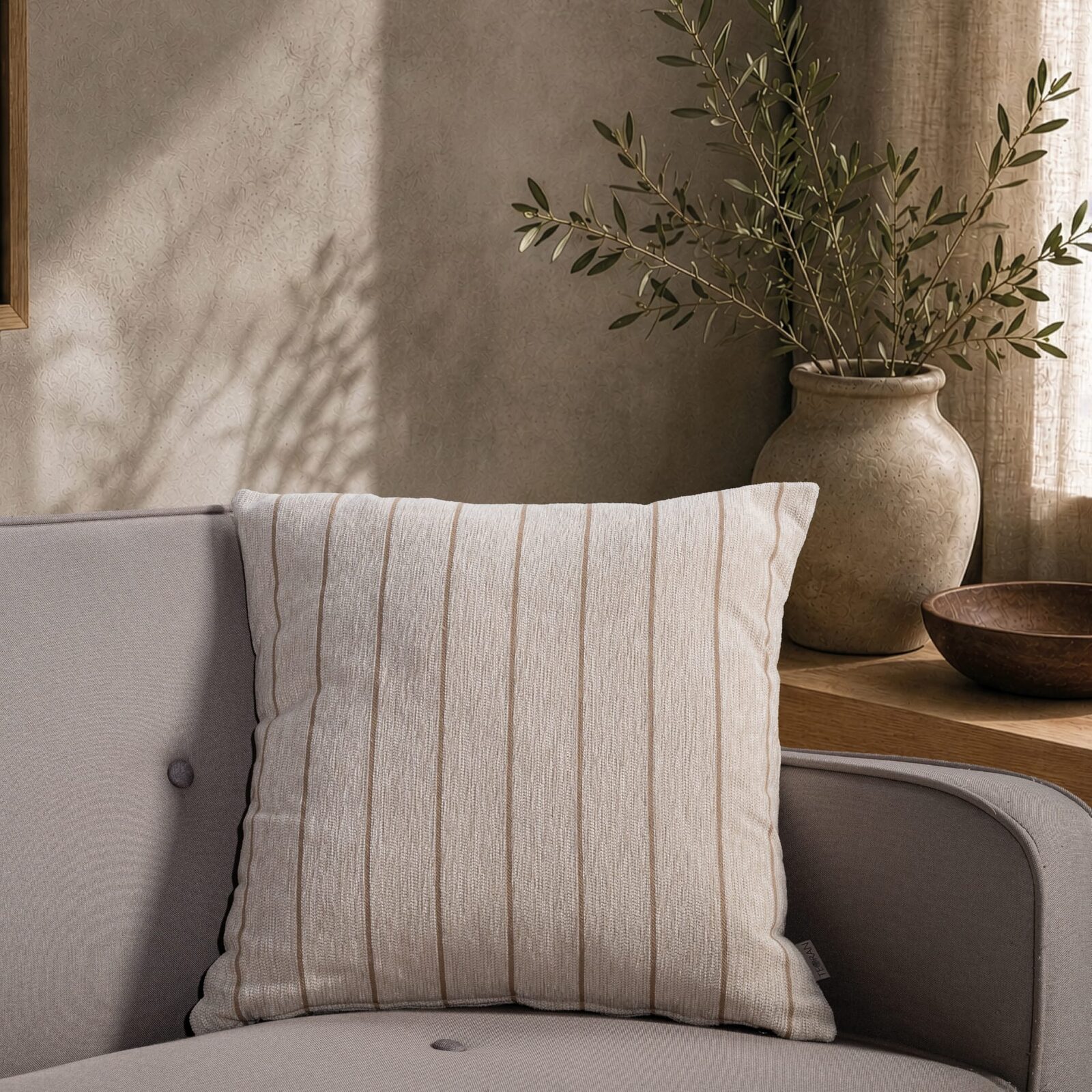 Μαξιλαροθήκη Macon 01 Natural Beige - 30x50cm με γέμιση