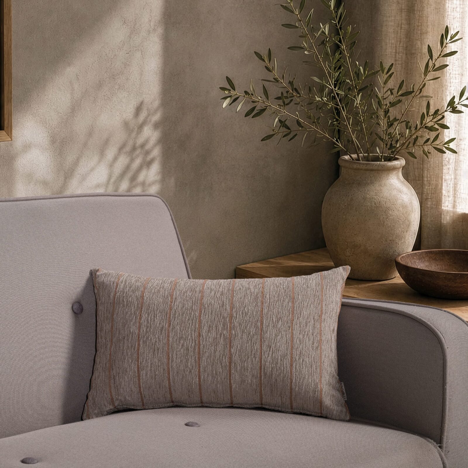 Μαξιλαροθήκη Macon 05 Light Brown Terracotta - 30x50cm με γέμιση