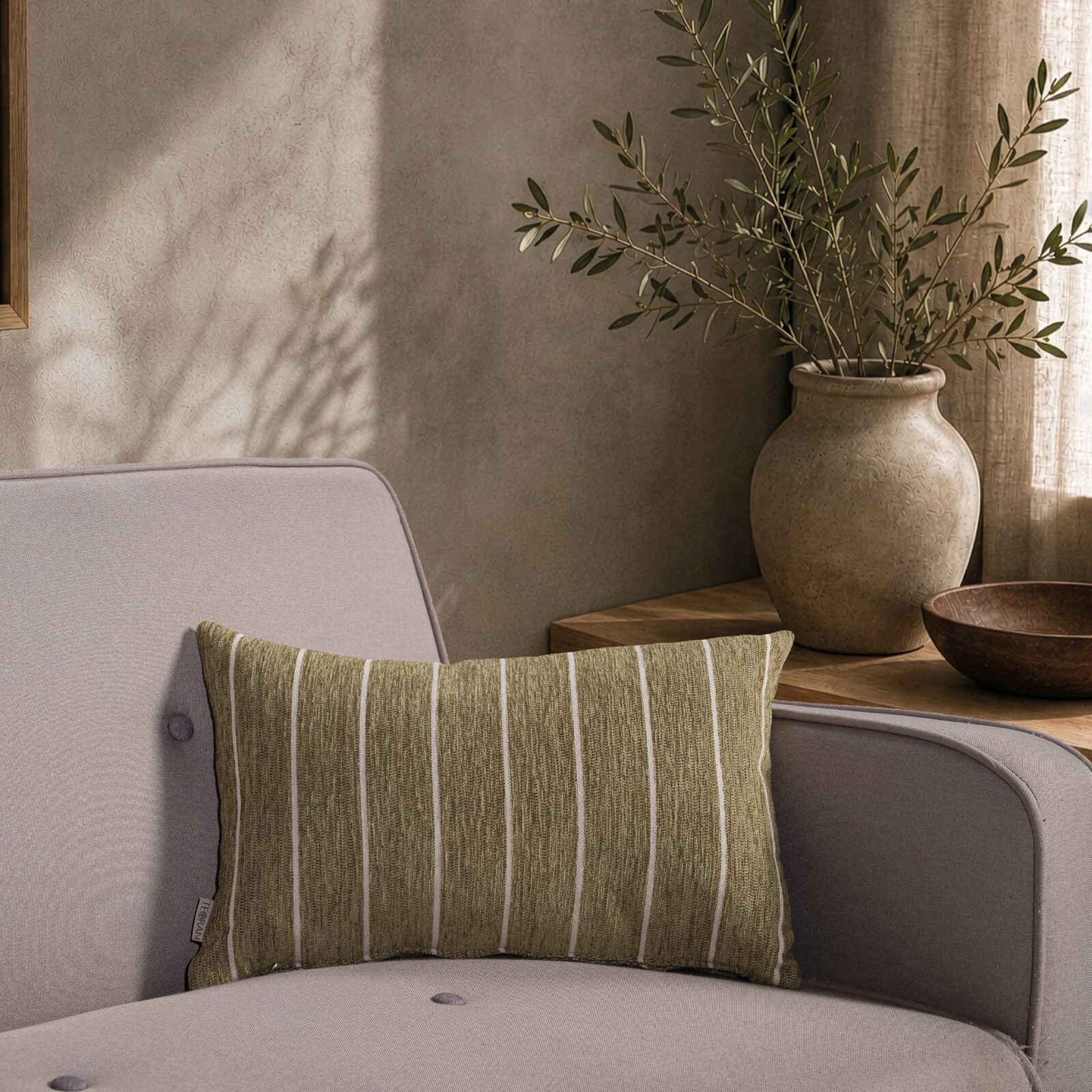 Μαξιλαροθήκη Macon 15 Sage Green - 30x50cm με γέμιση