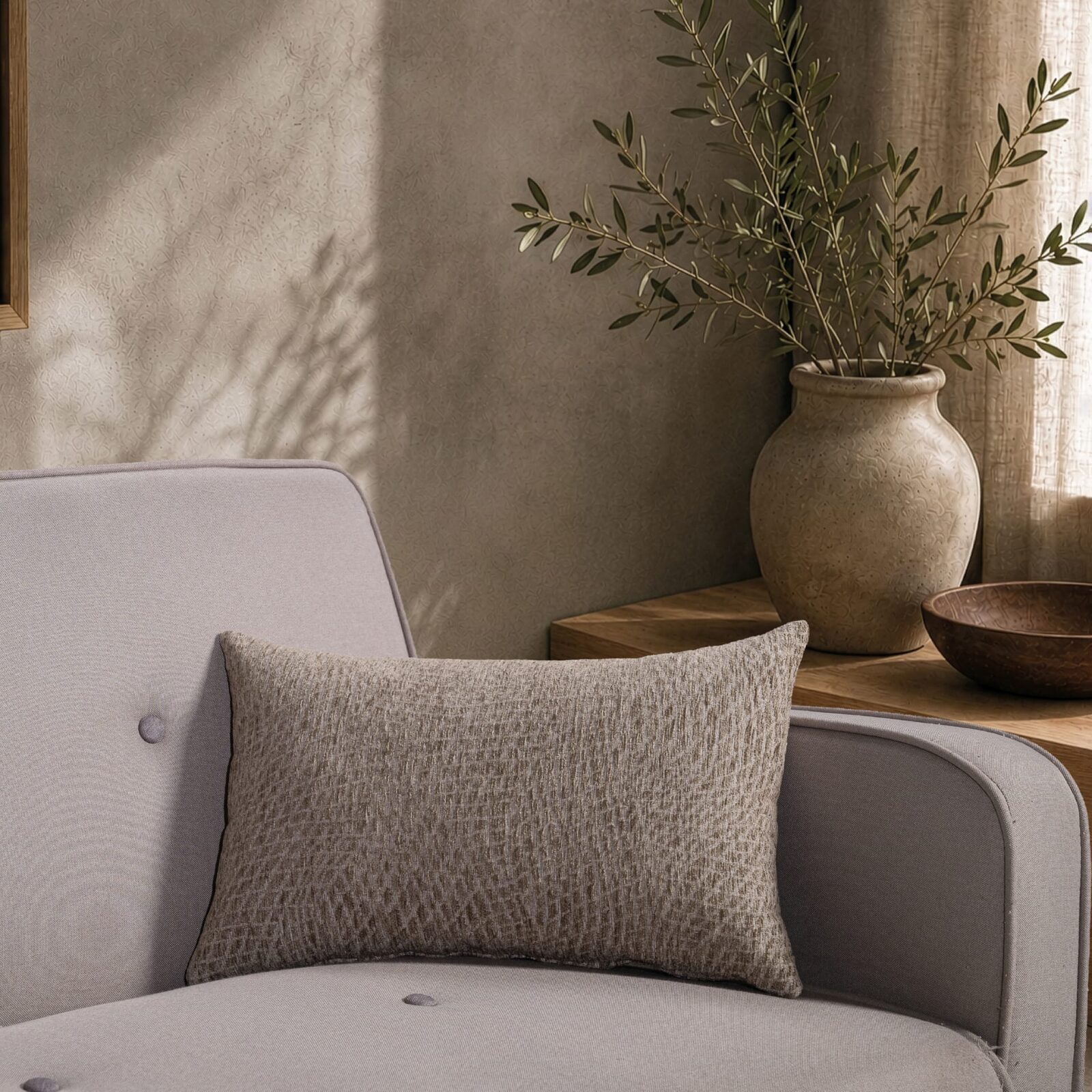 Μαξιλαροθήκη Norman 03 Light Brown - 30x50cm με γέμιση