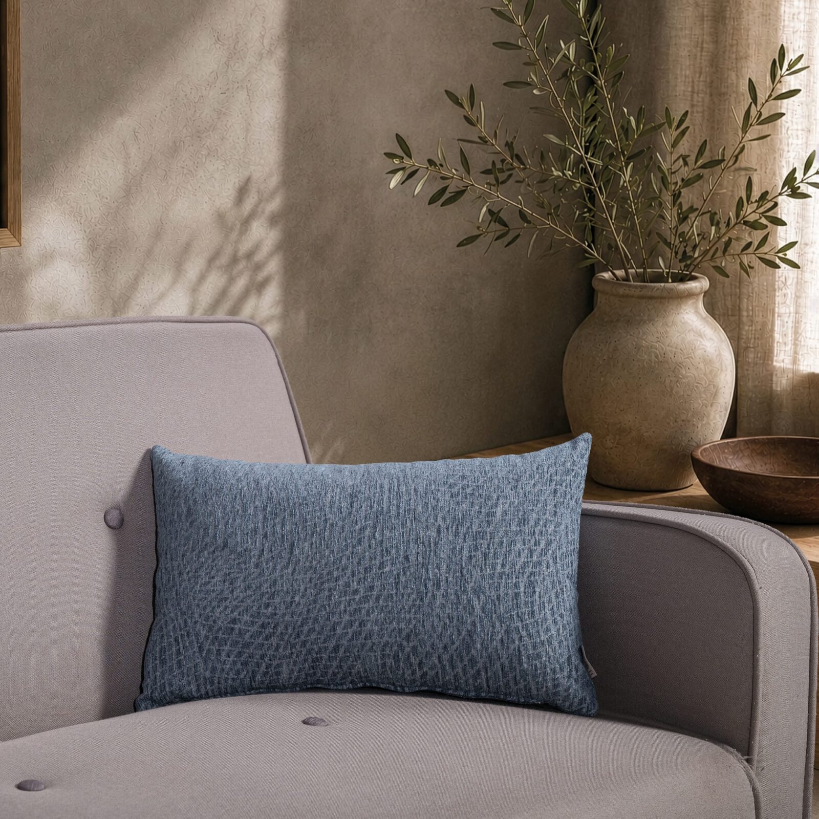 Μαξιλαροθήκη Norman 04 Denim Blue - 30x50cm με γέμιση