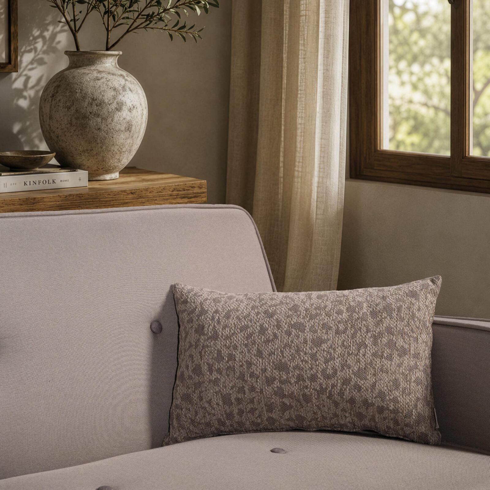 Μαξιλαροθήκη Pearland 03 Natural Taupe - 30x50cm με γέμιση