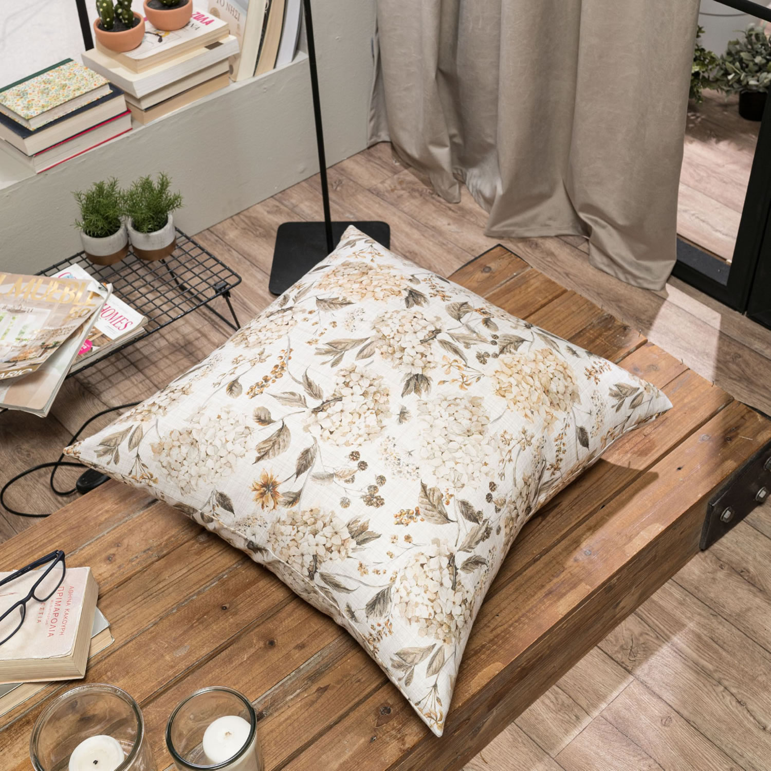 Μαξιλαροθήκη Puente - 65x65cm δαπέδου με γέμιση Teoran Home