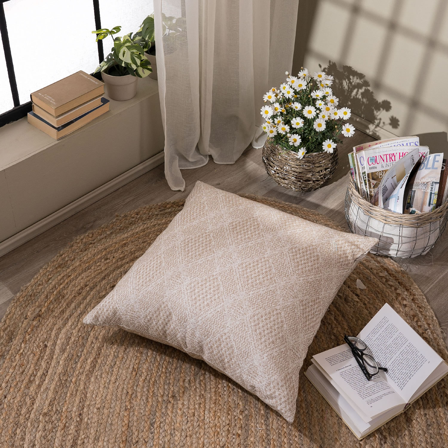 Μαξιλαροθήκη Treviso 02 - 65x65cm δαπέδου με γέμιση