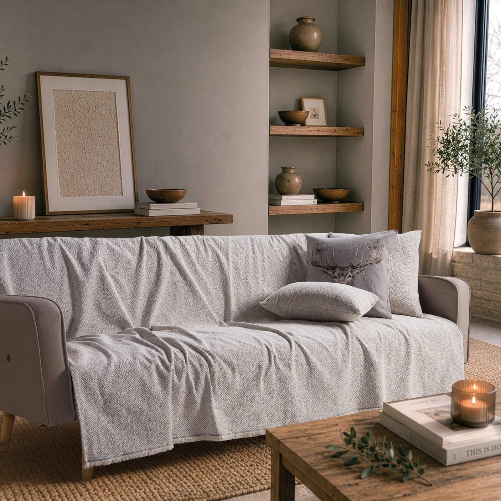 Ριχτάρι Dayton 07 Pearl Grey - Τετραθέσιο 180x350cm