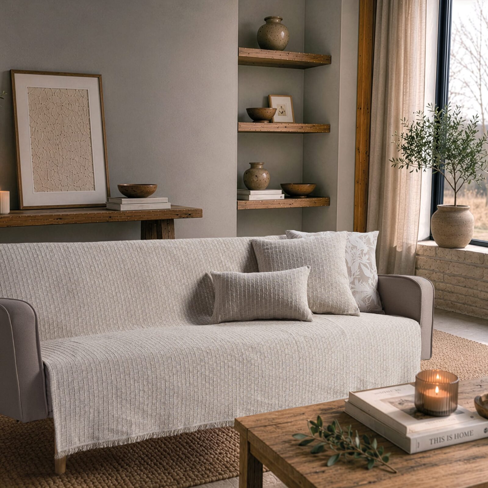 Ριχτάρι Joliet 01 Ivory Pearl - Τετραθέσιο 180x350cm