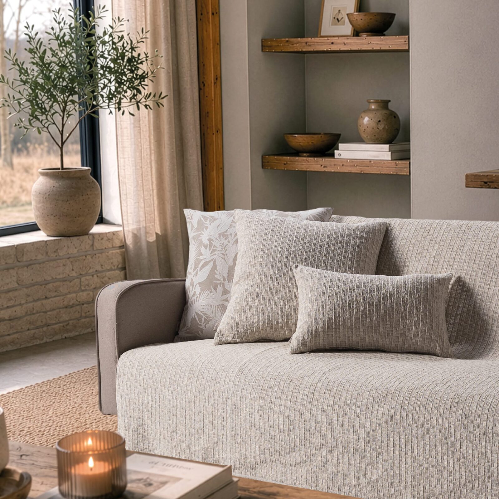 Ριχτάρι Joliet 01 Ivory Pearl - Τετραθέσιο 180x350cm