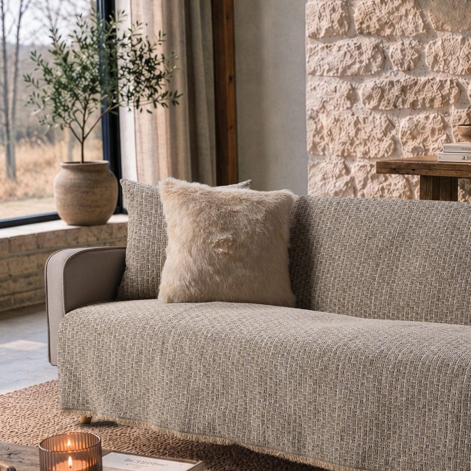 Ριχτάρι  Joliet 08 khaki - Τετραθέσιο 180x350cm
