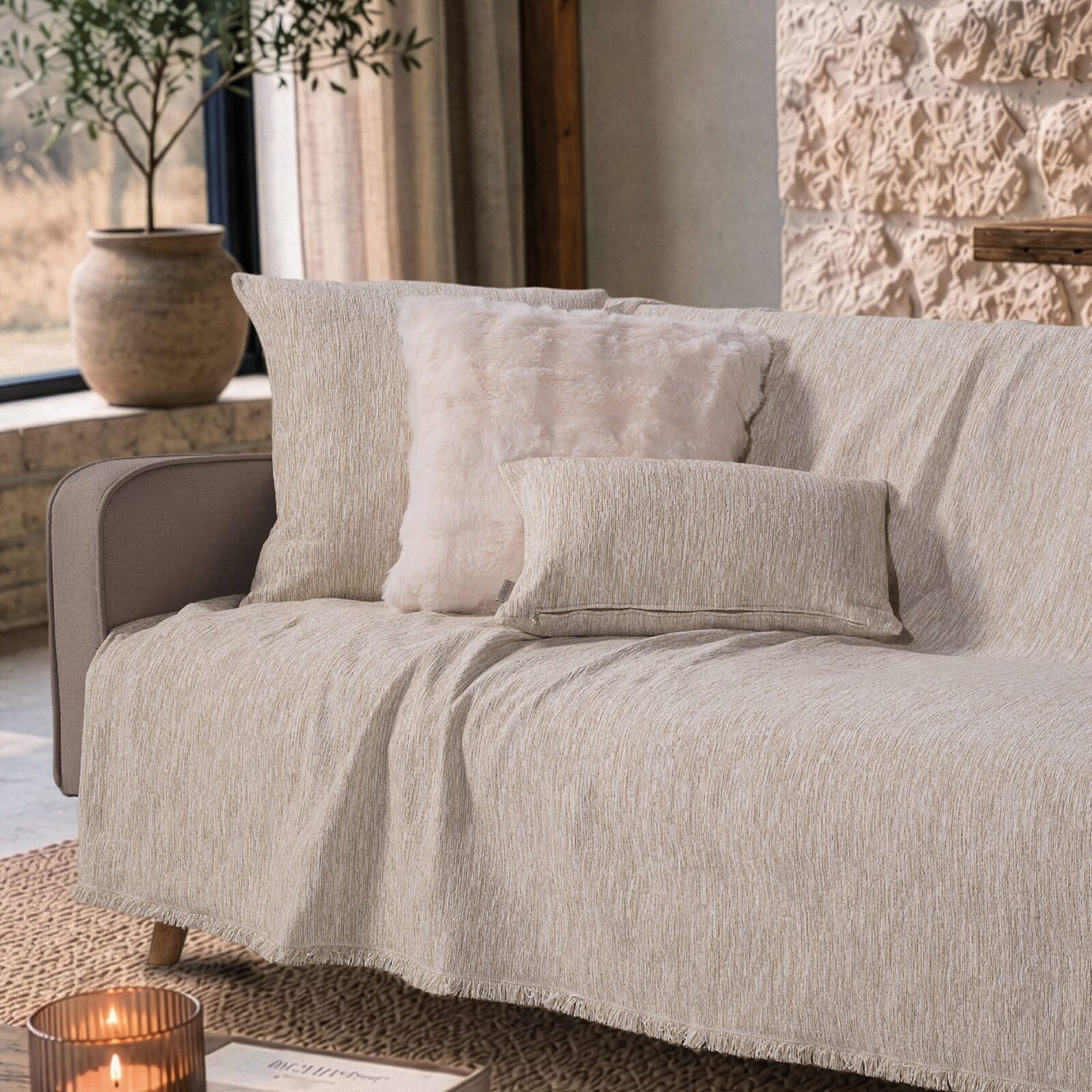 Ριχτάρι Kent 01 Ivory Cream - Τετραθέσιο 180x350cm