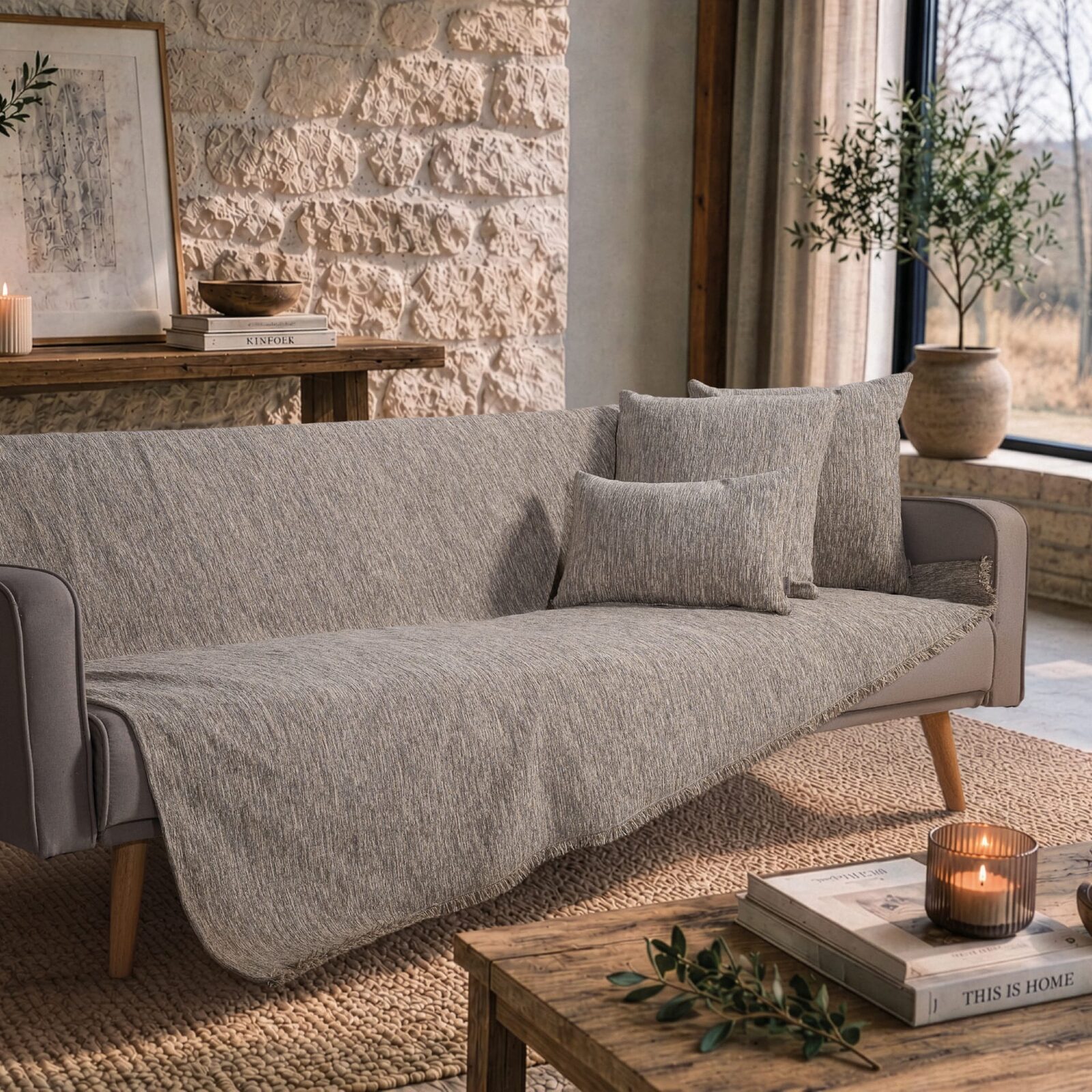 Ριχτάρι Kent 07 Taupe - Τετραθέσιο 180x350cm