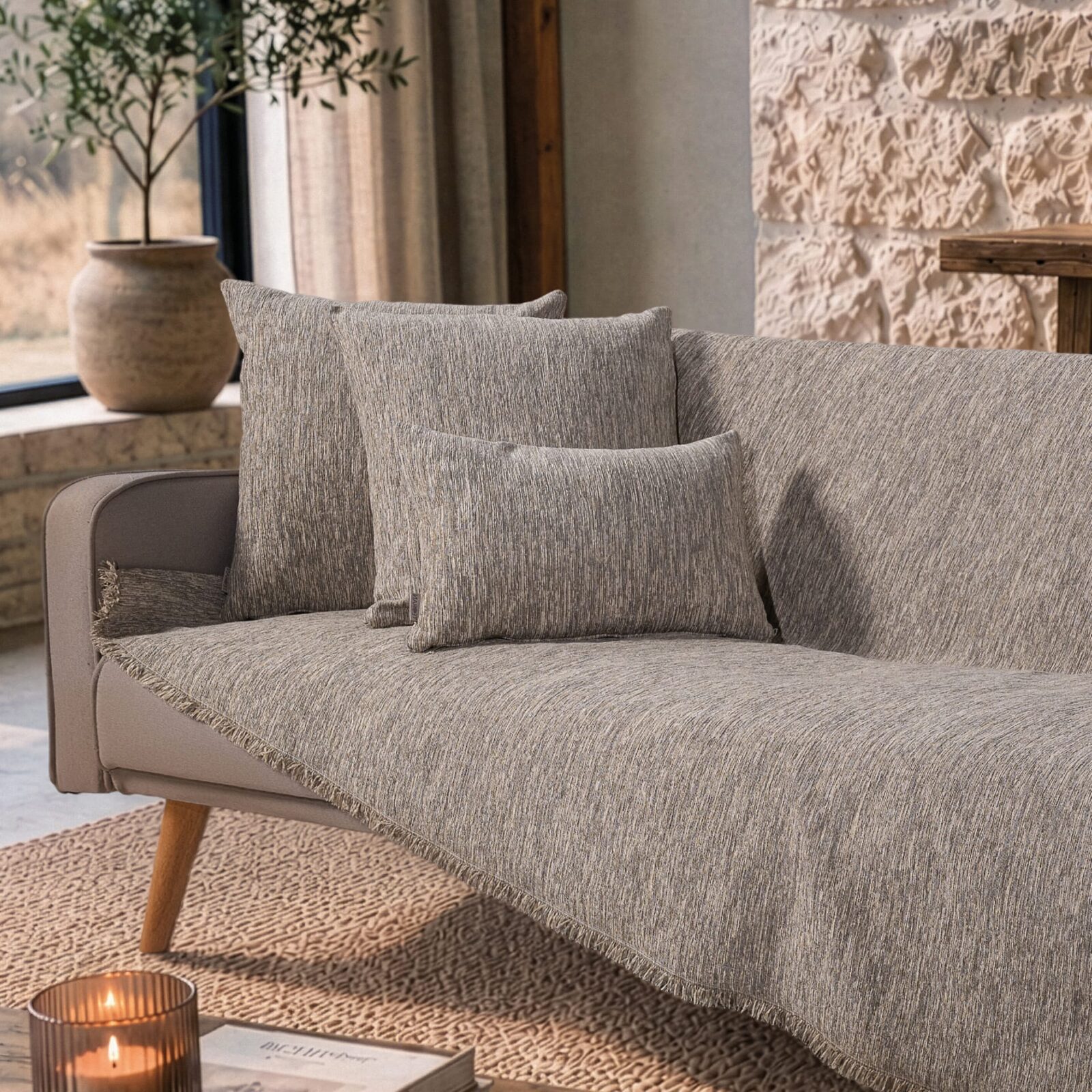 Ριχτάρι Kent 07 Taupe - Τετραθέσιο 180x350cm