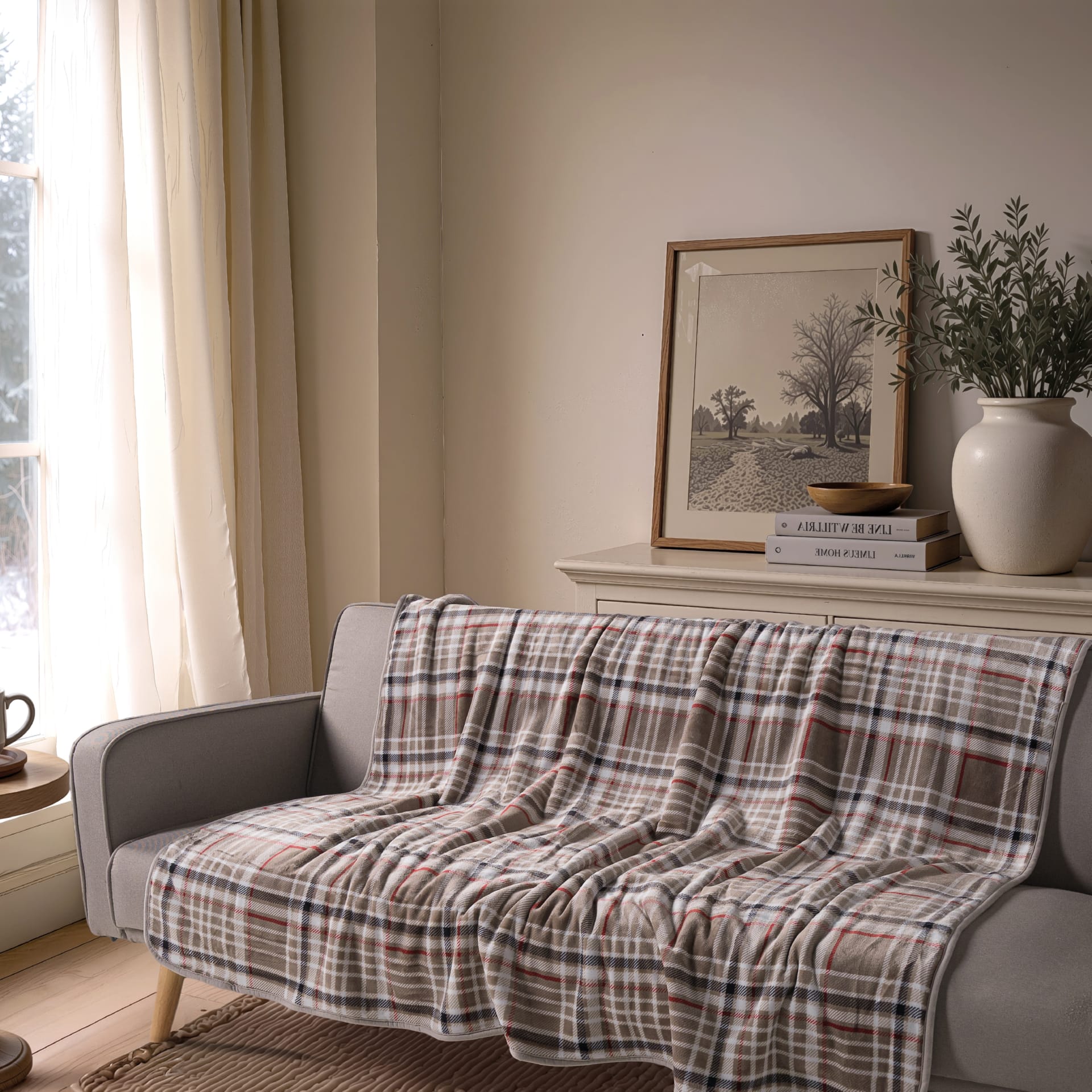 Ριχτάρι-Κουβέρτα Καναπέ Berries 02 Beige - 130 x 170 cm