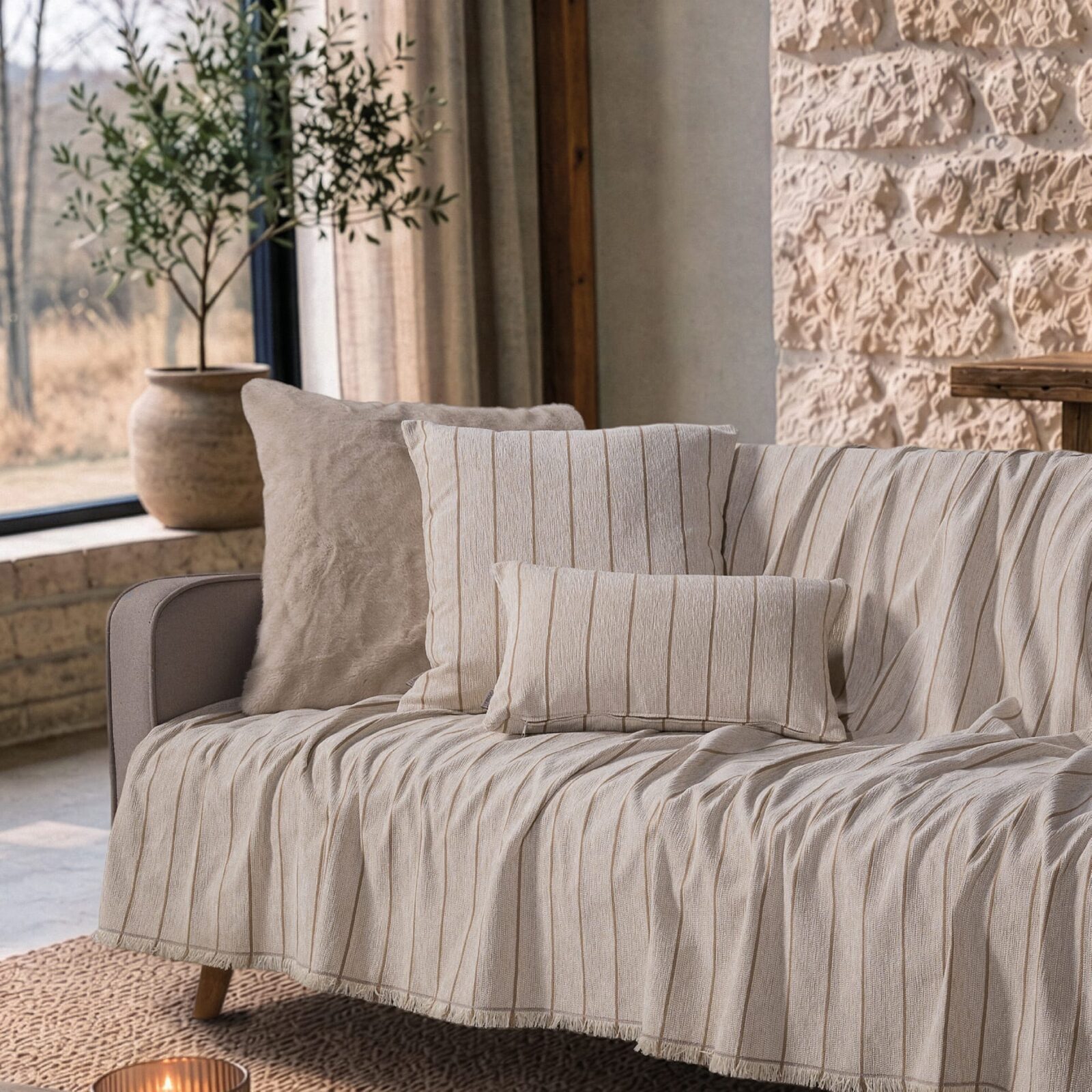Ριχτάρι Macon 01 Natural Beige - Τετραθέσιο 180x350cm