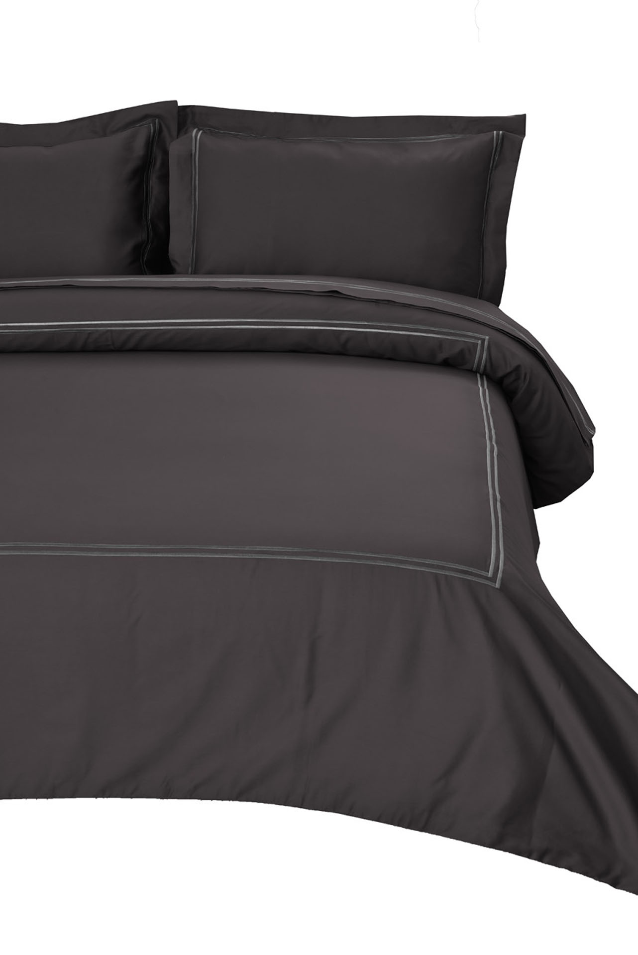 Σετ Παπλωματοθήκη Υπέρδιπλή 220x240 Satin Embroidered Classico 4-Anthracite