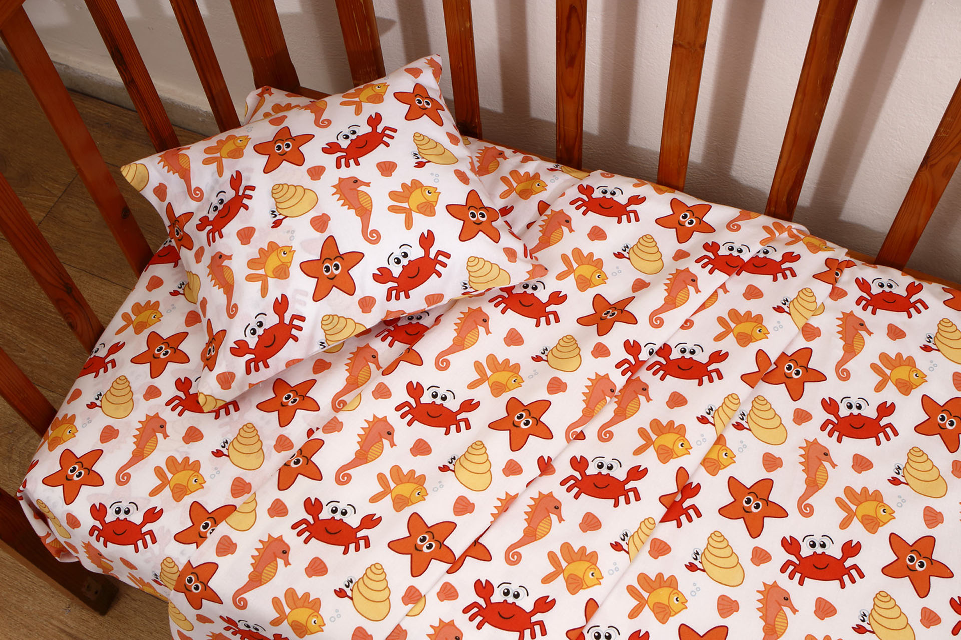 Σετ Σεντόνια Λίκνου 80x100 Πάτρικ Πορτοκαλί