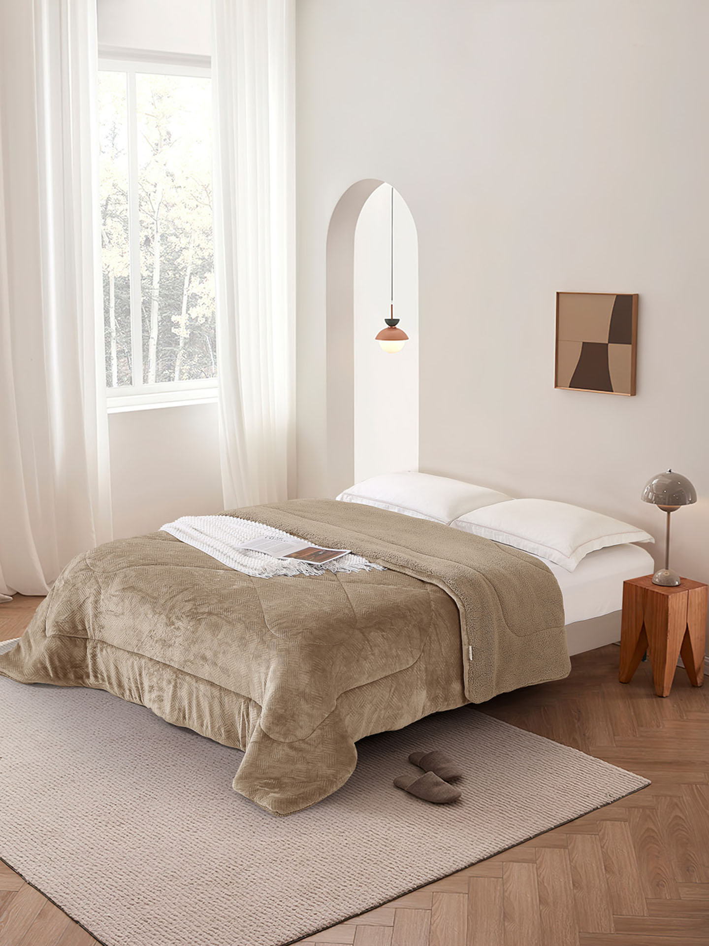 Κουβερτοπάπλωμα Υπέρδιπλο 220x240 Μοντάνα Μπεζ Μπεζ