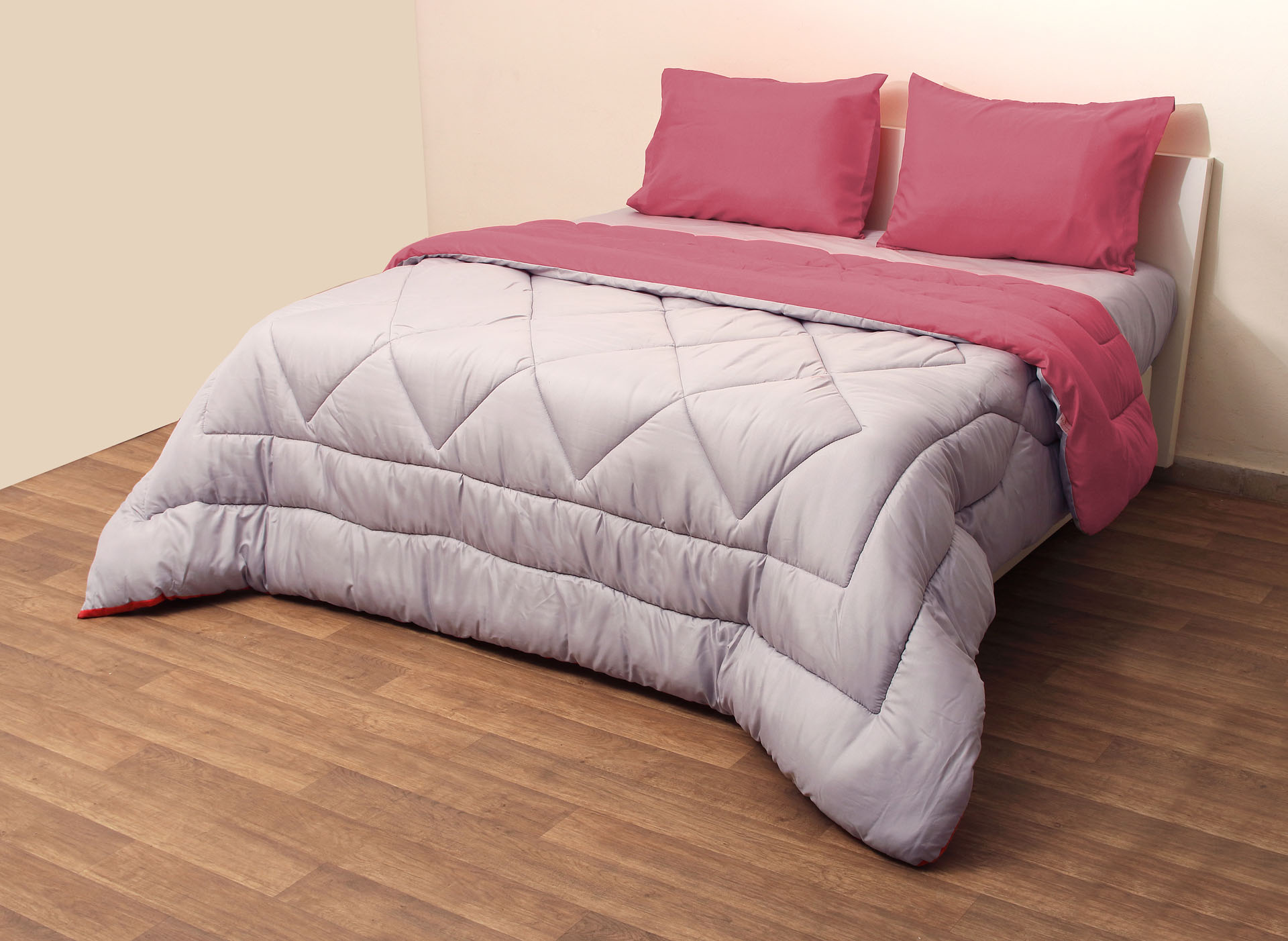 Πάπλωμα Δίχρωμο Υπέρδιπλο 220x240 Microfiber Φούξια/Γκρι Φούξια/Γκρι