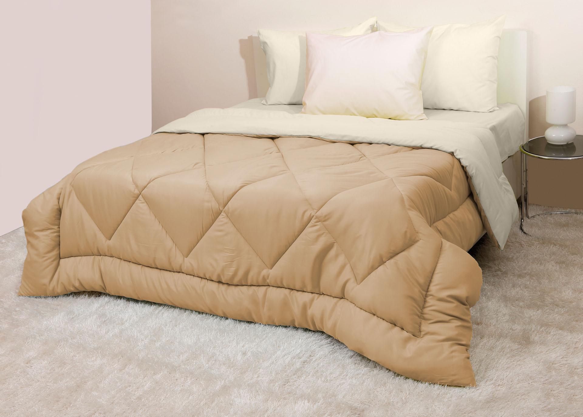 Πάπλωμα Δίχρωμο Υπέρδιπλο 220x240 Microfiber Εκρού/Μπεζ Εκρού/Μπεζ